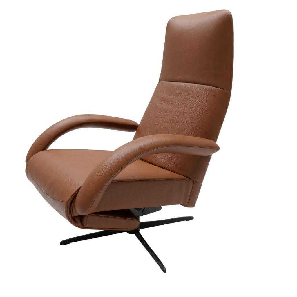 Jori - Relaxsessel Yoga 3391 Multi-Move Medi in Celia Tabacco Braun Metallgestell Gewellt Lackiert Schwarz Mit Motorischer Rückenlehne Inkl. Verstellbarer Kopfstütze - 1