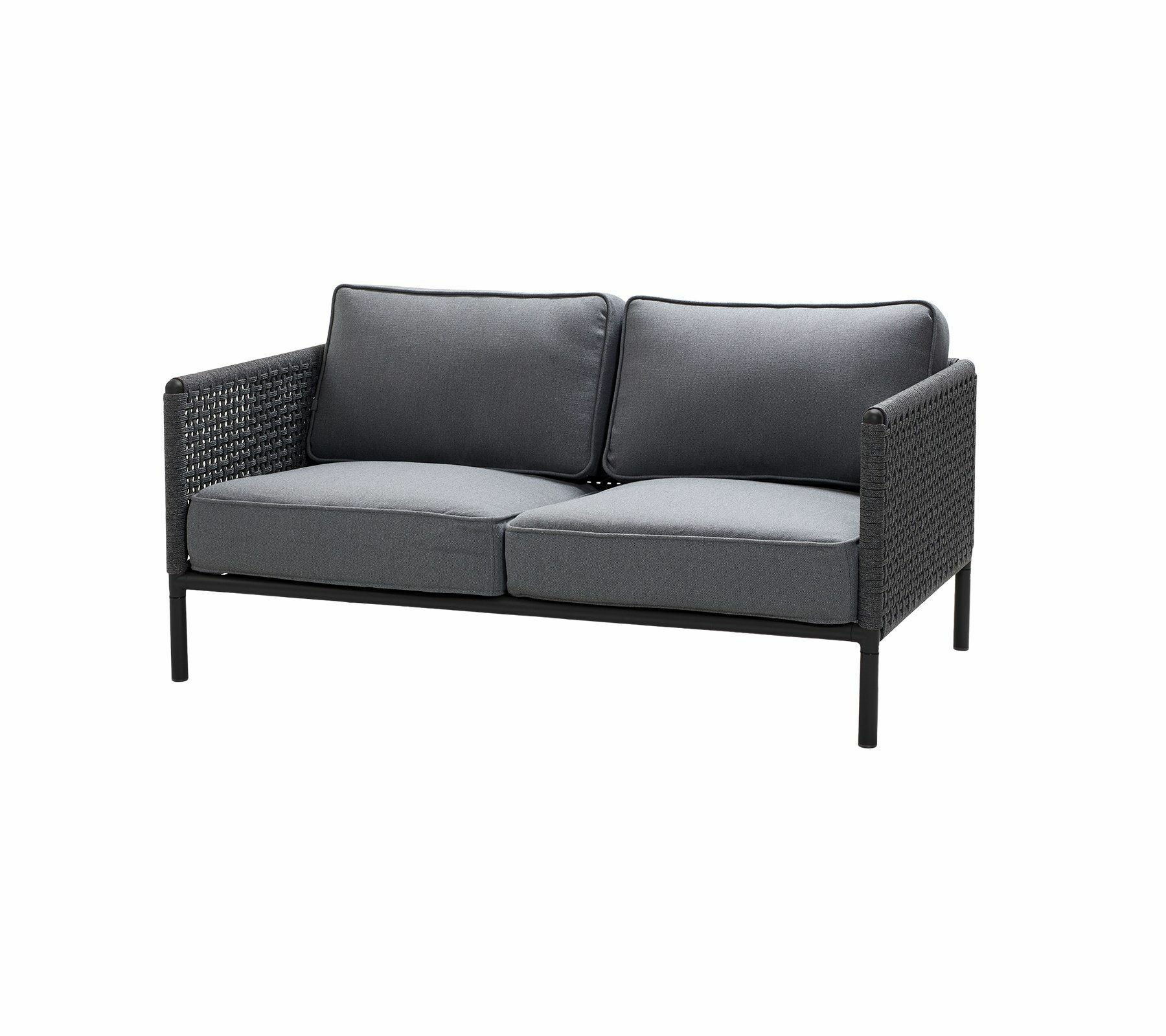 Cane Line - Sofa Encore 2-Sitzer Cane-line Rope Lava Grau Textil Dunkelgrau Gestell Grau - 1