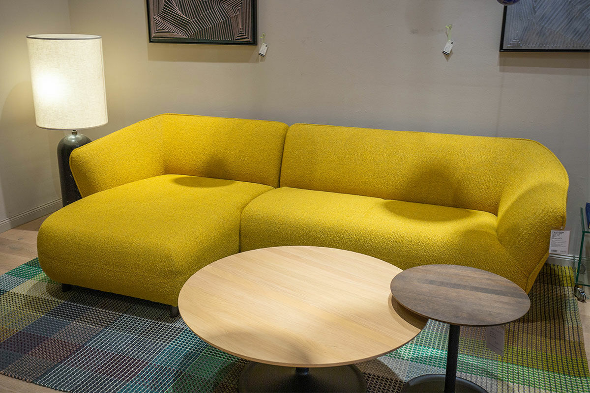 Pode - Ecksofa Turia Stoff Monza 27166/66 Gelb Füße Epoxy - 2