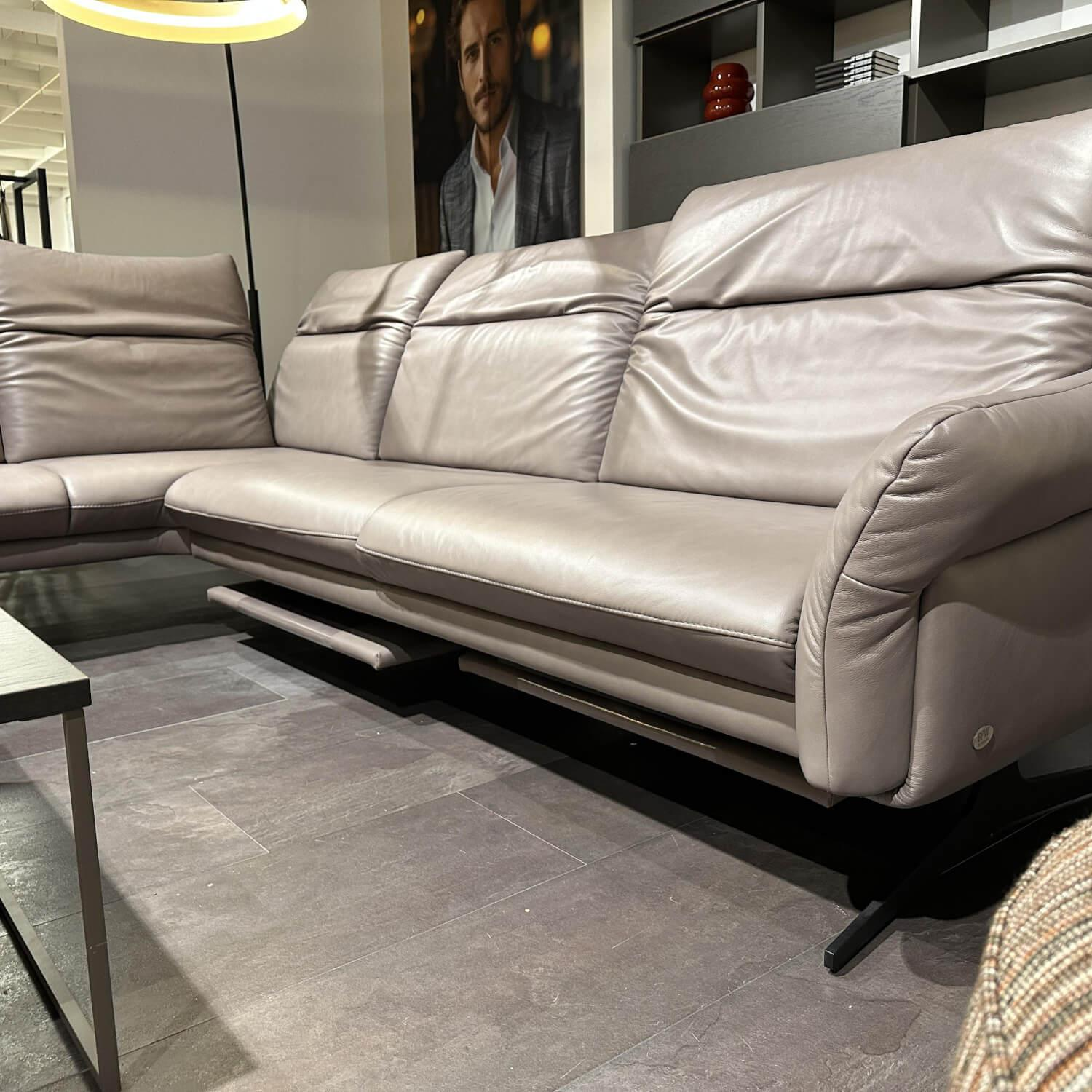 himolla - Ecksofa 1808 Leder 31 Longlife Eisen Grau Braun Metallkufe Anthrazit - 6