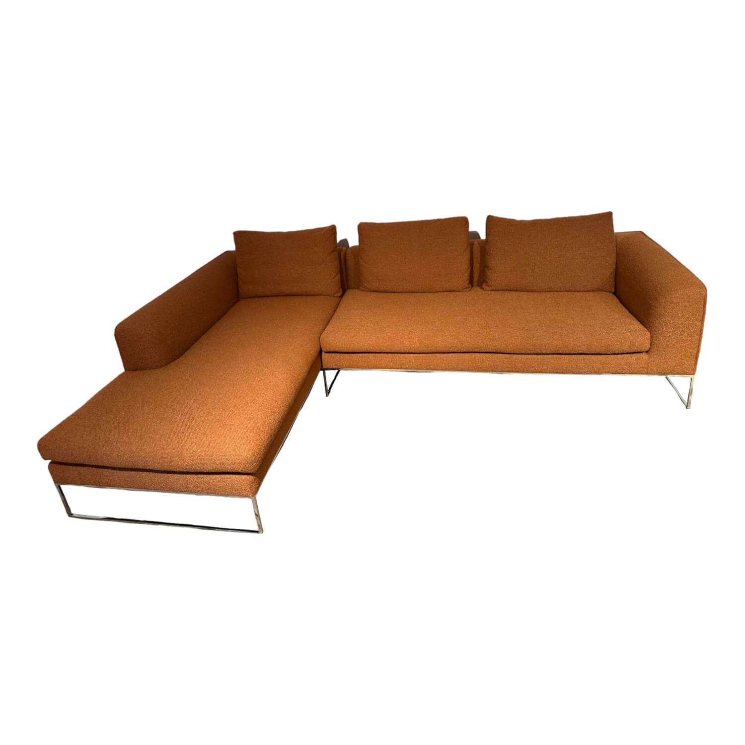 COR - Sofa Mell Lounge Stoff 8202 Rost Orange Metallfüße Chrom Ohne Kissen - 1