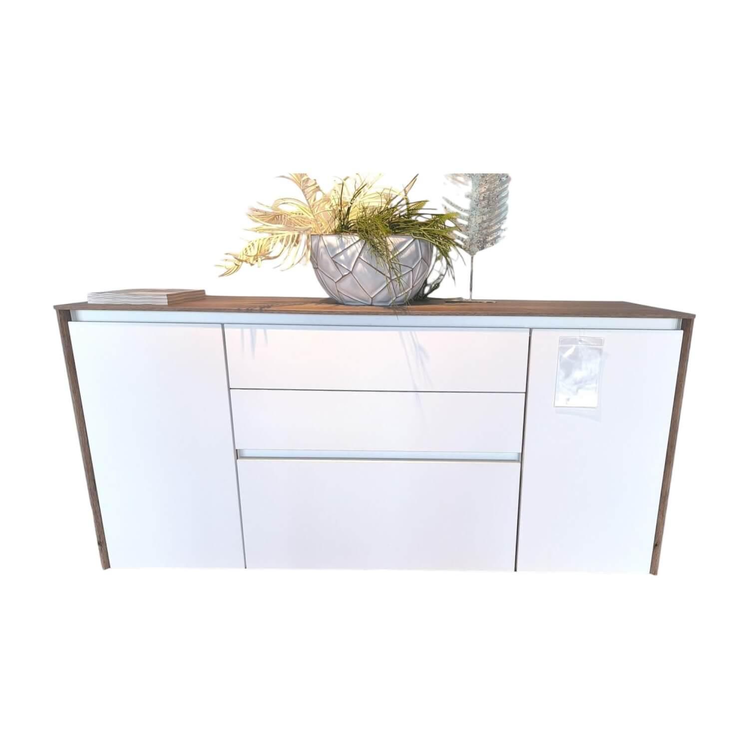 Nobilia - Sideboard Nizza Front Lacklaminat 967 Alpinweiß Weiß Ultramatt Korpus Eiche Havanna Nachbildung - 1