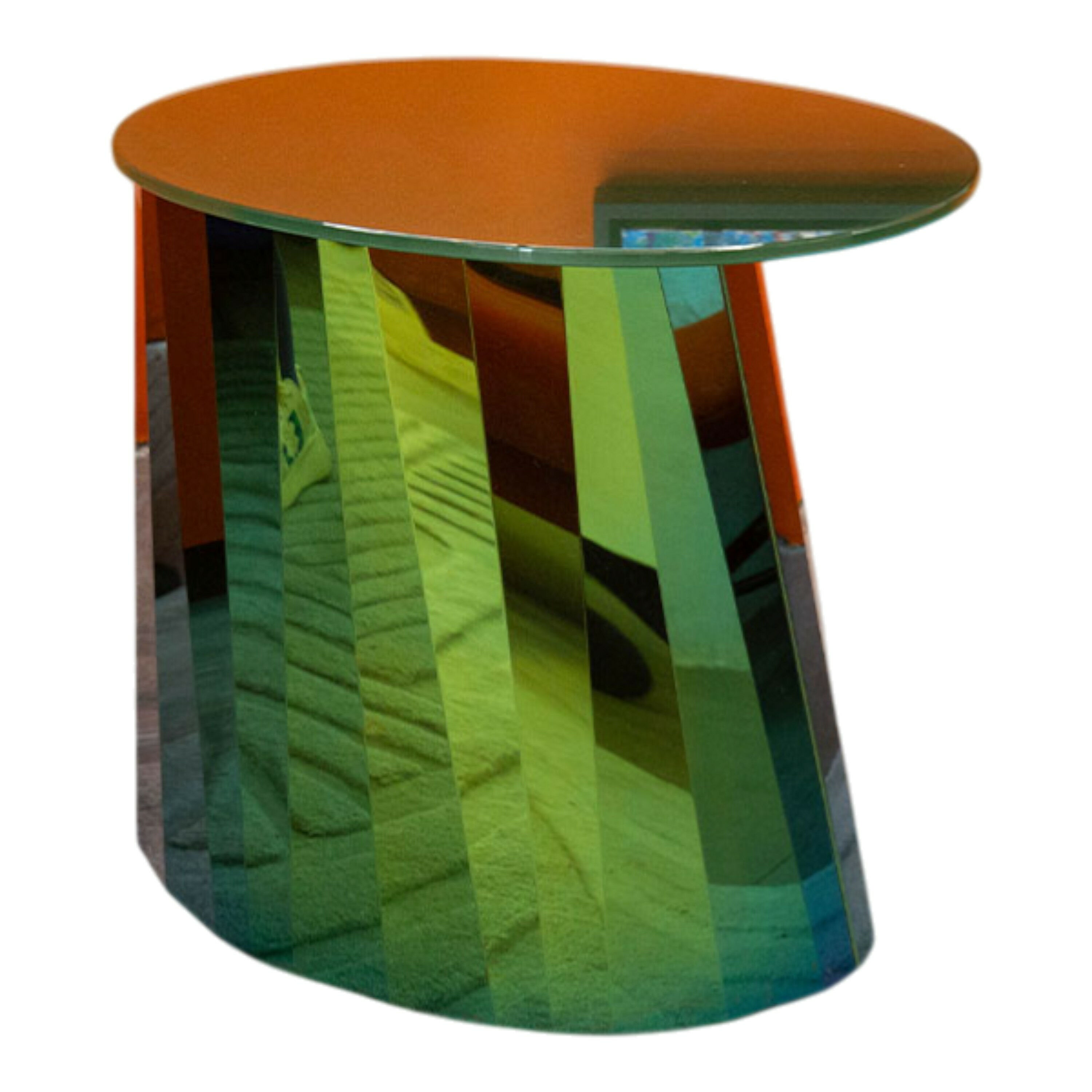 ClassiCon - Beistelltisch Pli Side Table Low Platte Glas Lackiert Topasgrün Gestell Edelstahl - 1