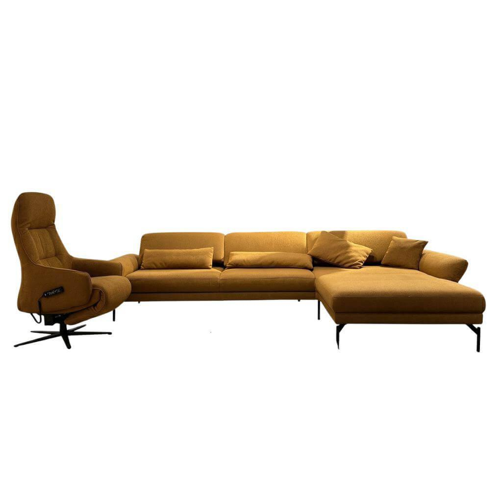 himolla - Sofagarnitur Sofa 1462 Sessel 7364 Large Stoff Q2Loop Chips Gelb Metallfuß Anthrazit Sessel Mit Herz-Waage-Funktion - 1