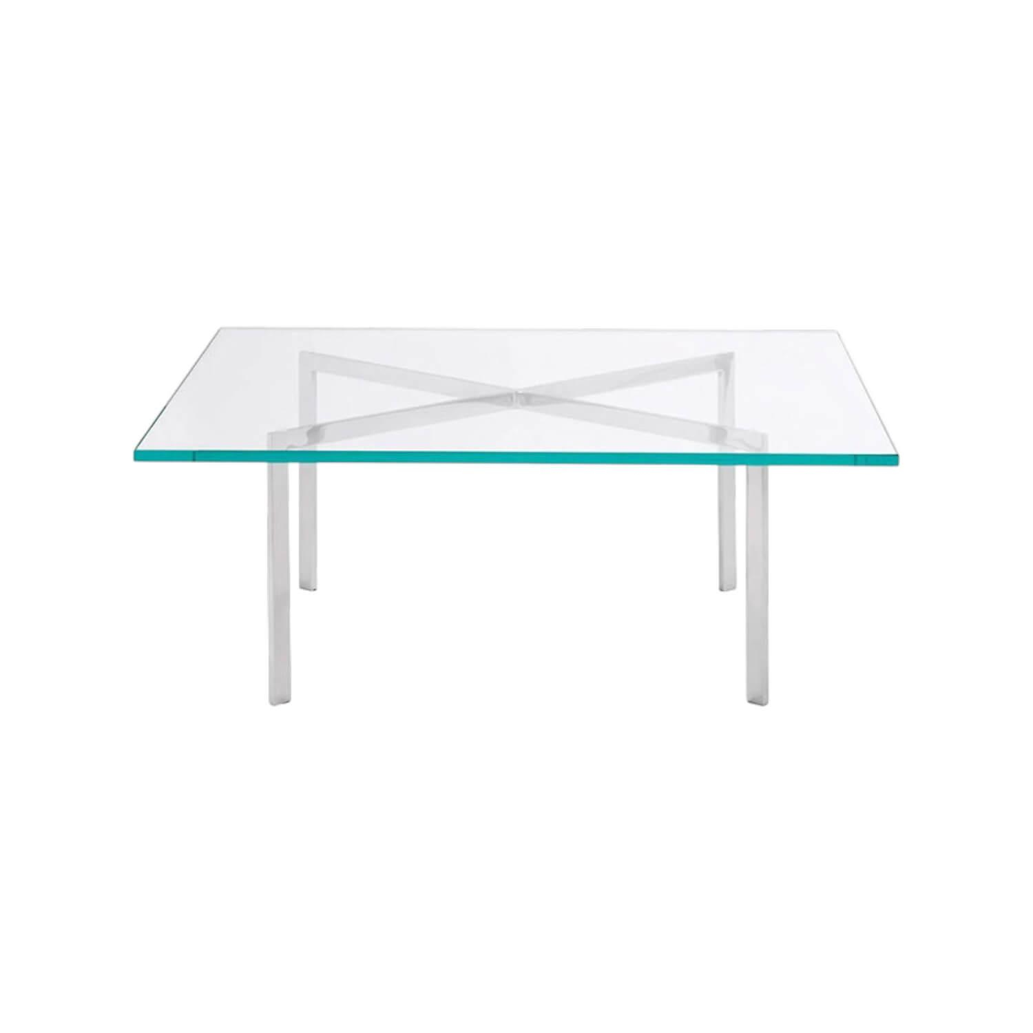 Knoll International - Couchtisch Barcelona Platte Kristallglas Gestell Flachstahl Hochglanz Verchromt - 1