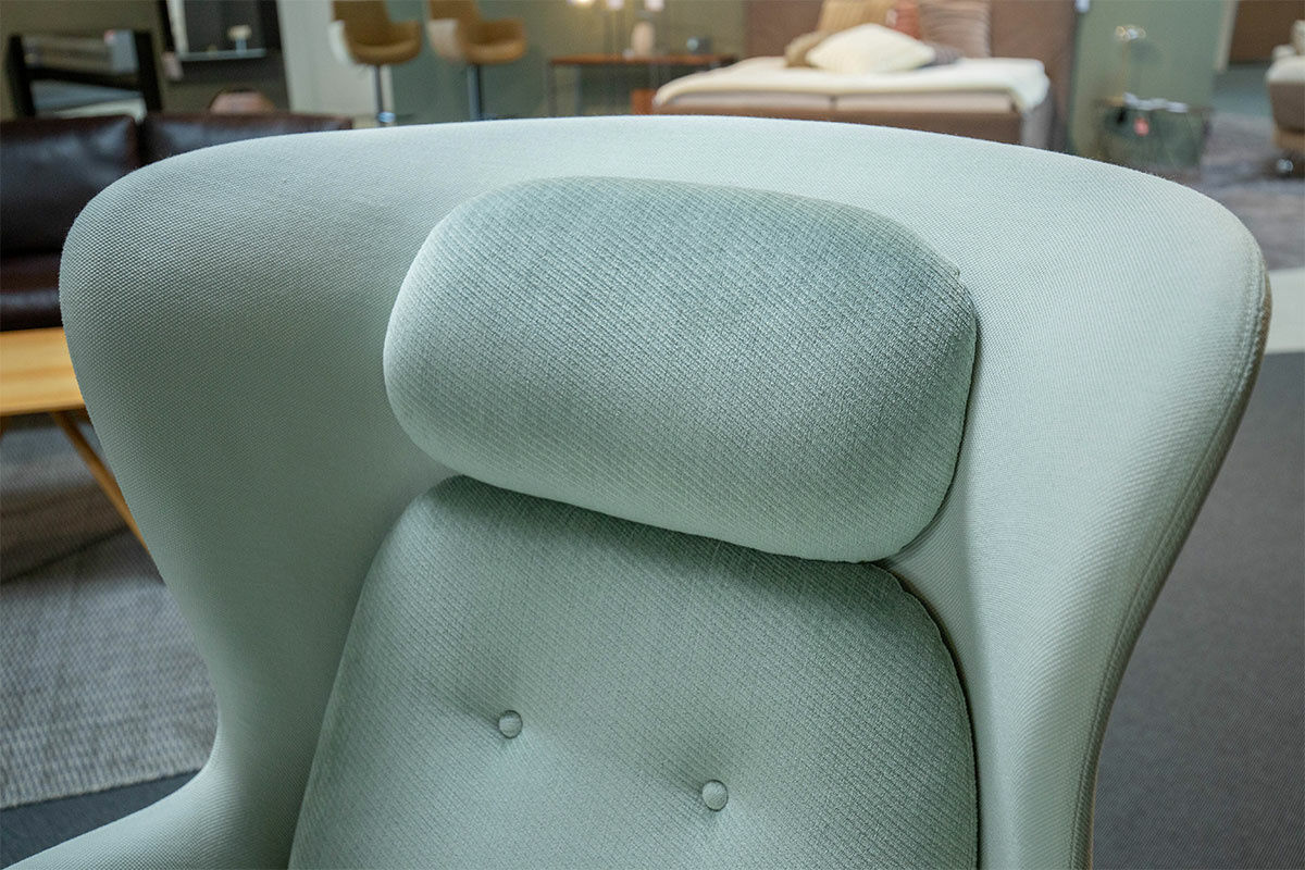 Fritz Hansen - Sessel Ro Stoff Steelcut Helles Türkis Gestell Satingebürstetes Aluminium Hocker - 2