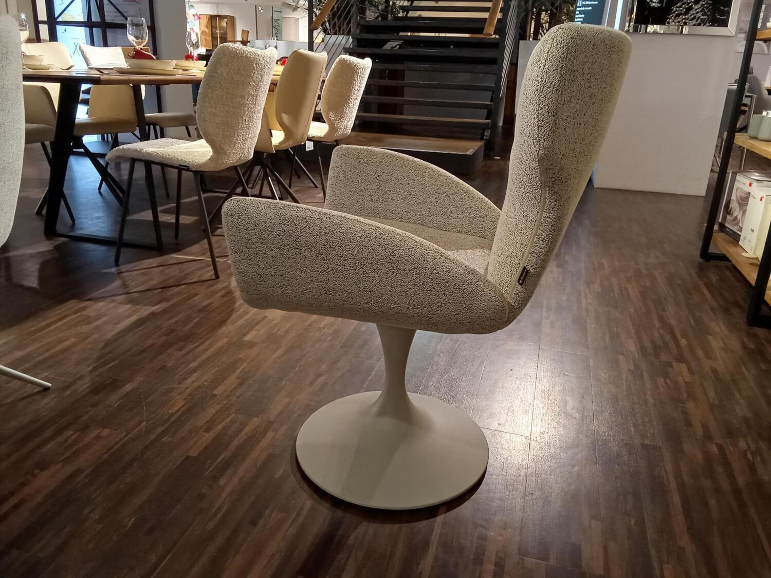 Musterring - Essgruppe JustB Esstischplatte Lack Seidengrau Stoff Bouclé Elegant Wish Champagne Beige - 3