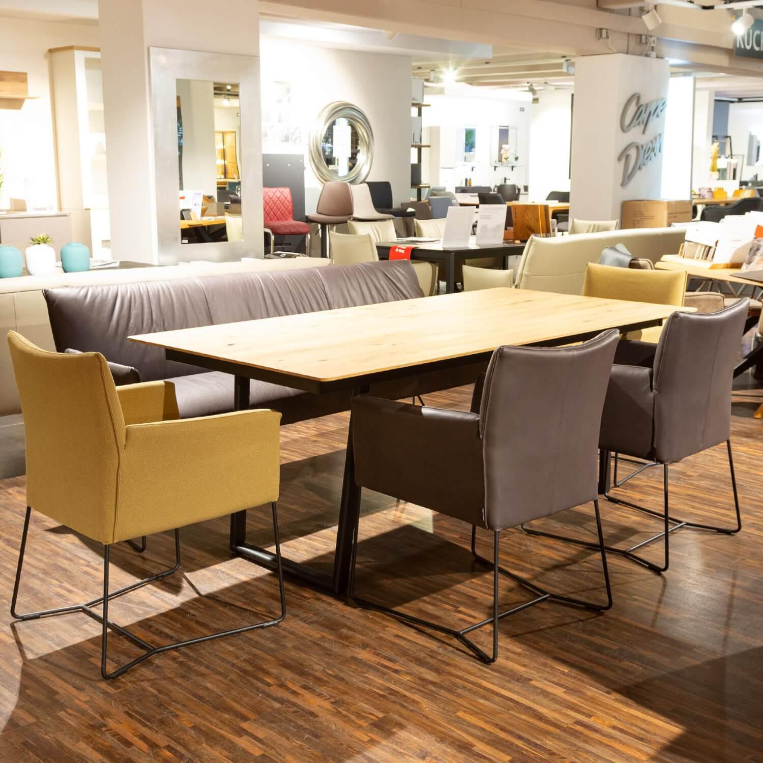 Musterring - Seating group Picara Leather 3 Lomé Anthracite And Fabric VI Hugo Mustard Yellow Frame Metal Black - 7