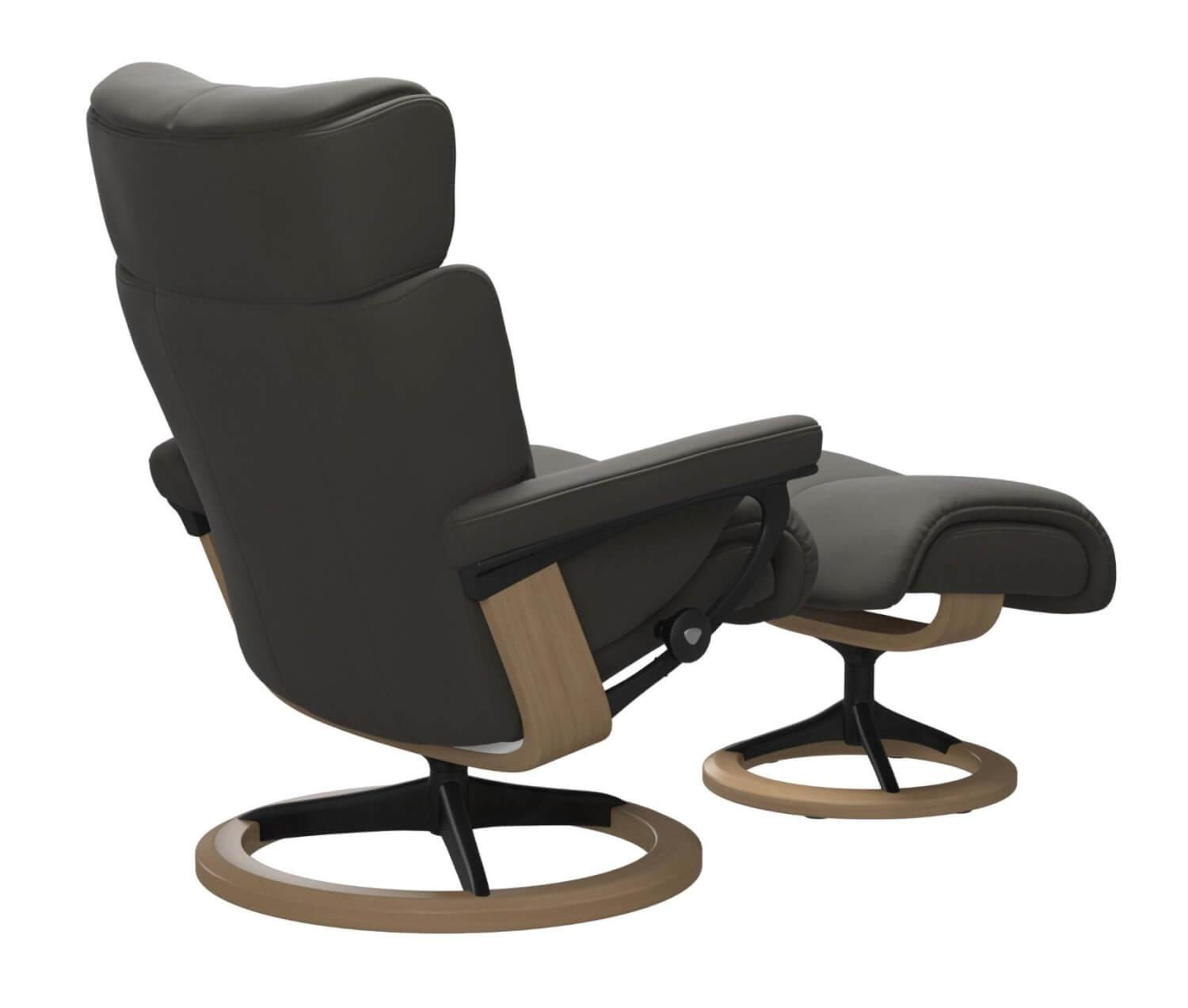 Stressless - Sessel Magic M Leder Paloma Metal Grey Grau Gestell Signature Metall Schwarz Matt Holz Eiche Mit Hocker - 2