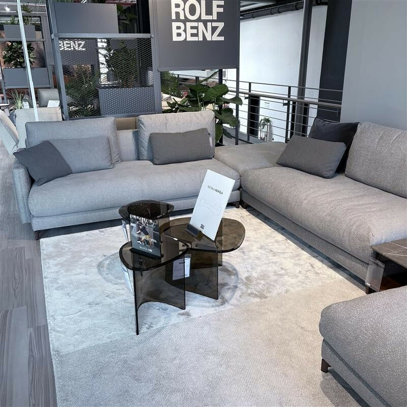 Rolf Benz - Ecksofa Nuvola Stoff 22 500 Grüngrau Füße Aluminium Marrone Braun Inklusive Rückenkissen Mit Rolle  - 4