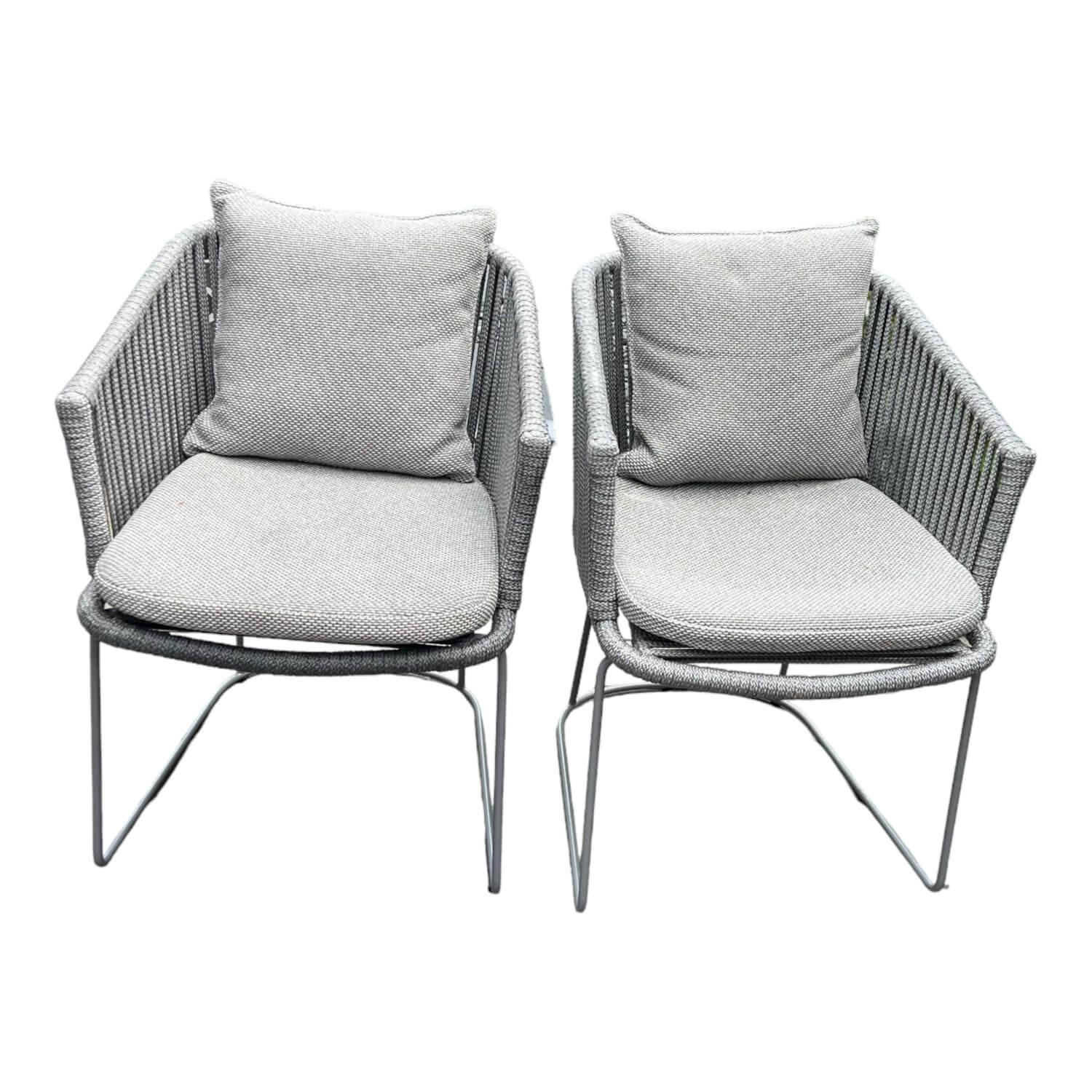Cane Line - 2er-Set Kufenstuhl Moments Soft Rope Focus Light Grey Grau Gestell Aluminium Grau - 1