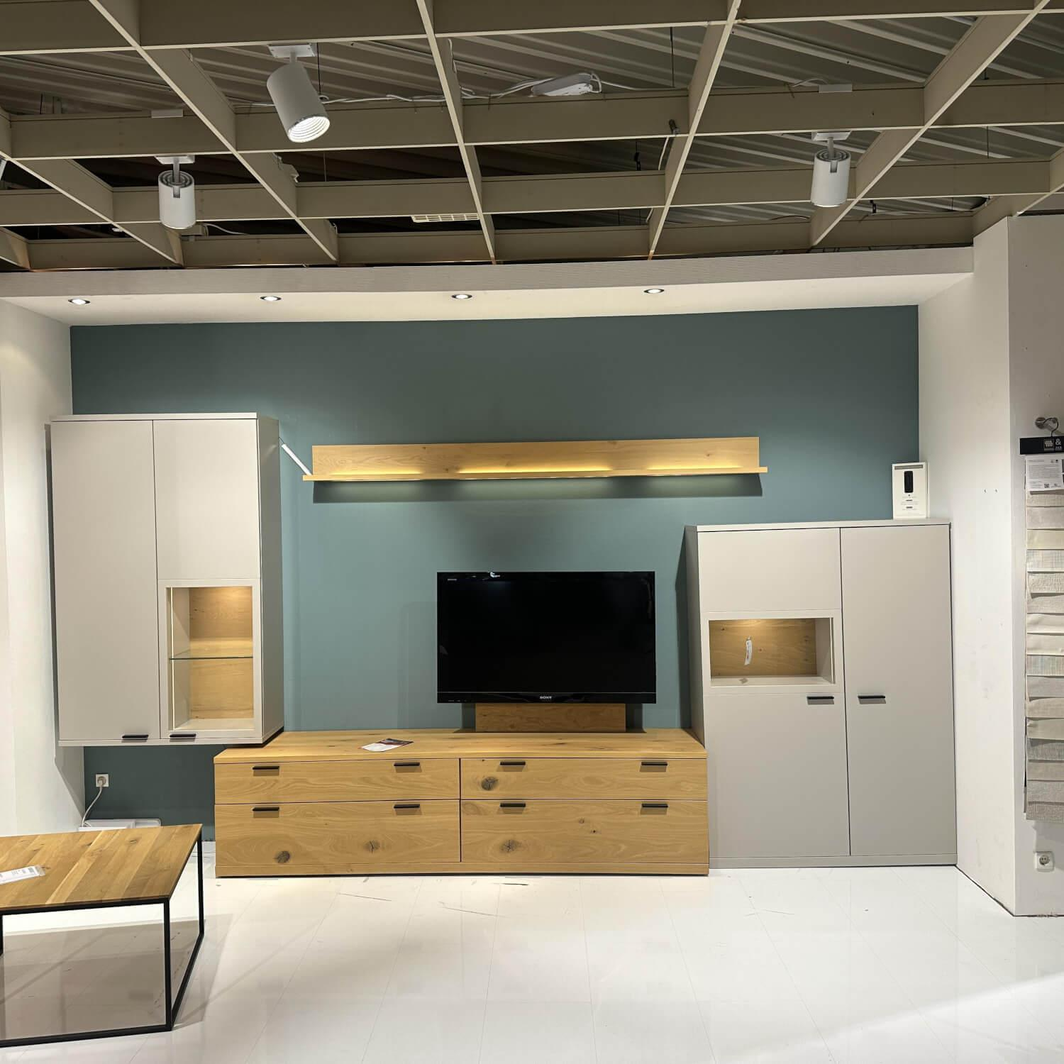 Mondo - Wohnwand Artist Lack Grau Mit Beleuchtung Und TV-Halter Wandbefestigung - 3