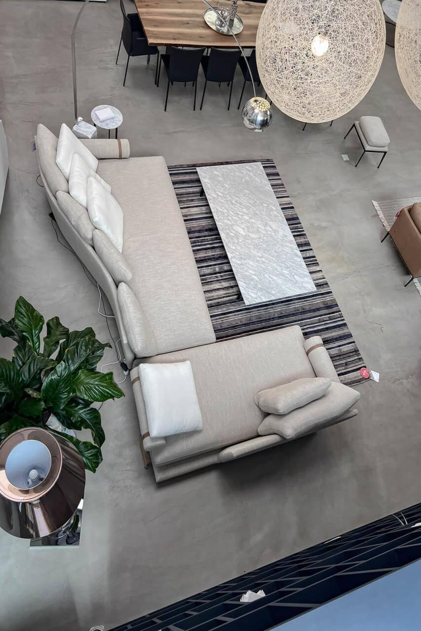 B&B Italia - Ecksofa Noonu Stoff Naturfarbend Gestell Schwarz Verchromt Matt - 2