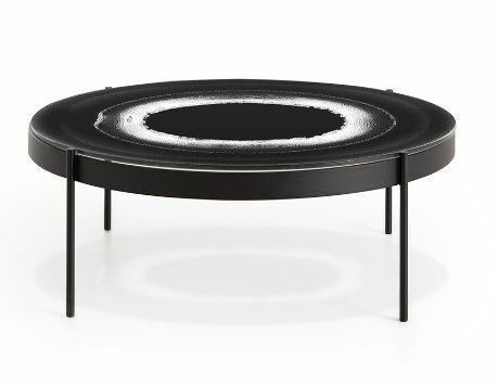 Gandia Blasco - Couchtisch Iris Platte Glas Stormy Comporta Sunset Gestell Aluminium Schwarz Pulverbeschichtet - 1