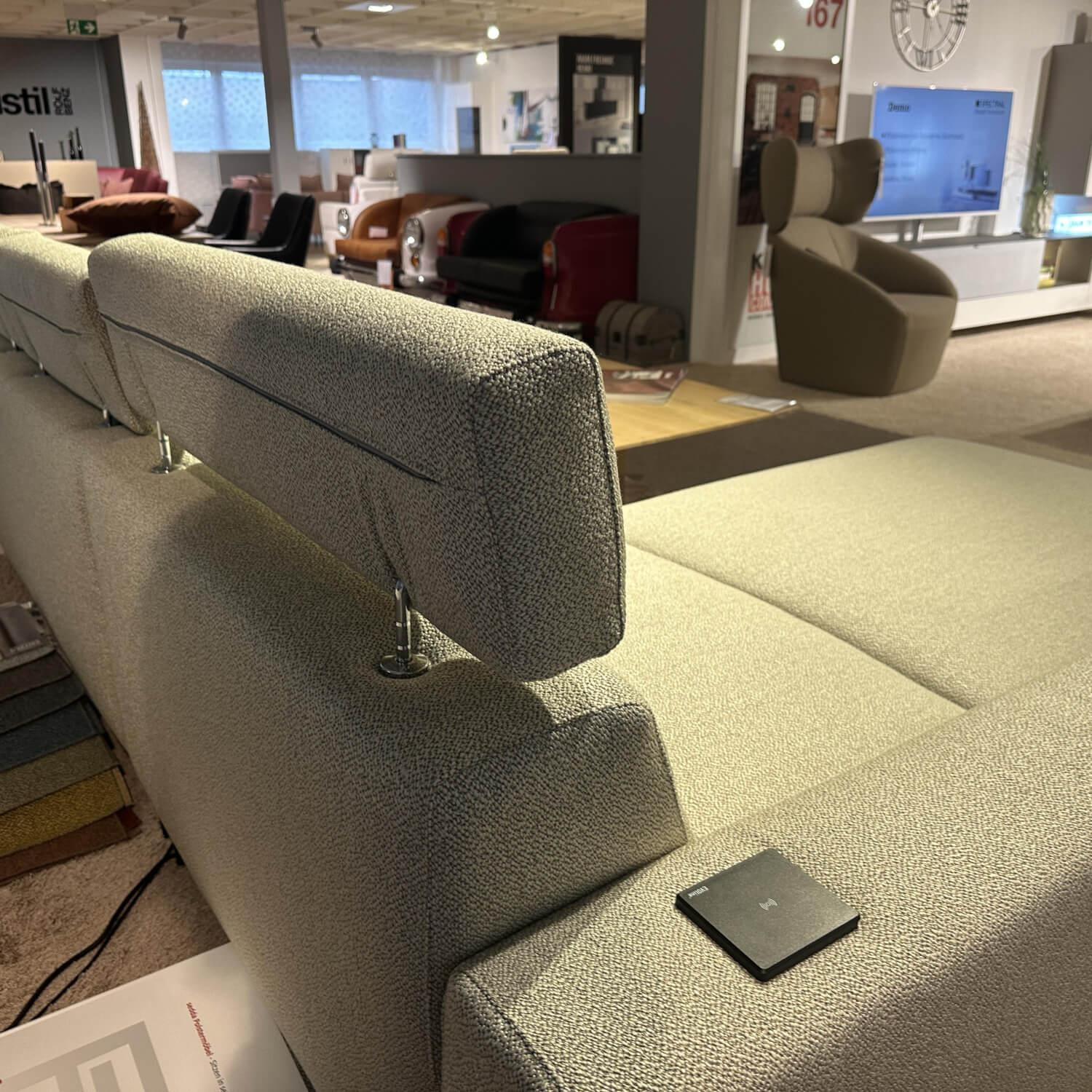 SEDDA - Ecksofa Diva Stoff Liverpool Natur 16 Beige Fuß Aluminium Schwarz Matt Mit Wärmesystem - 6