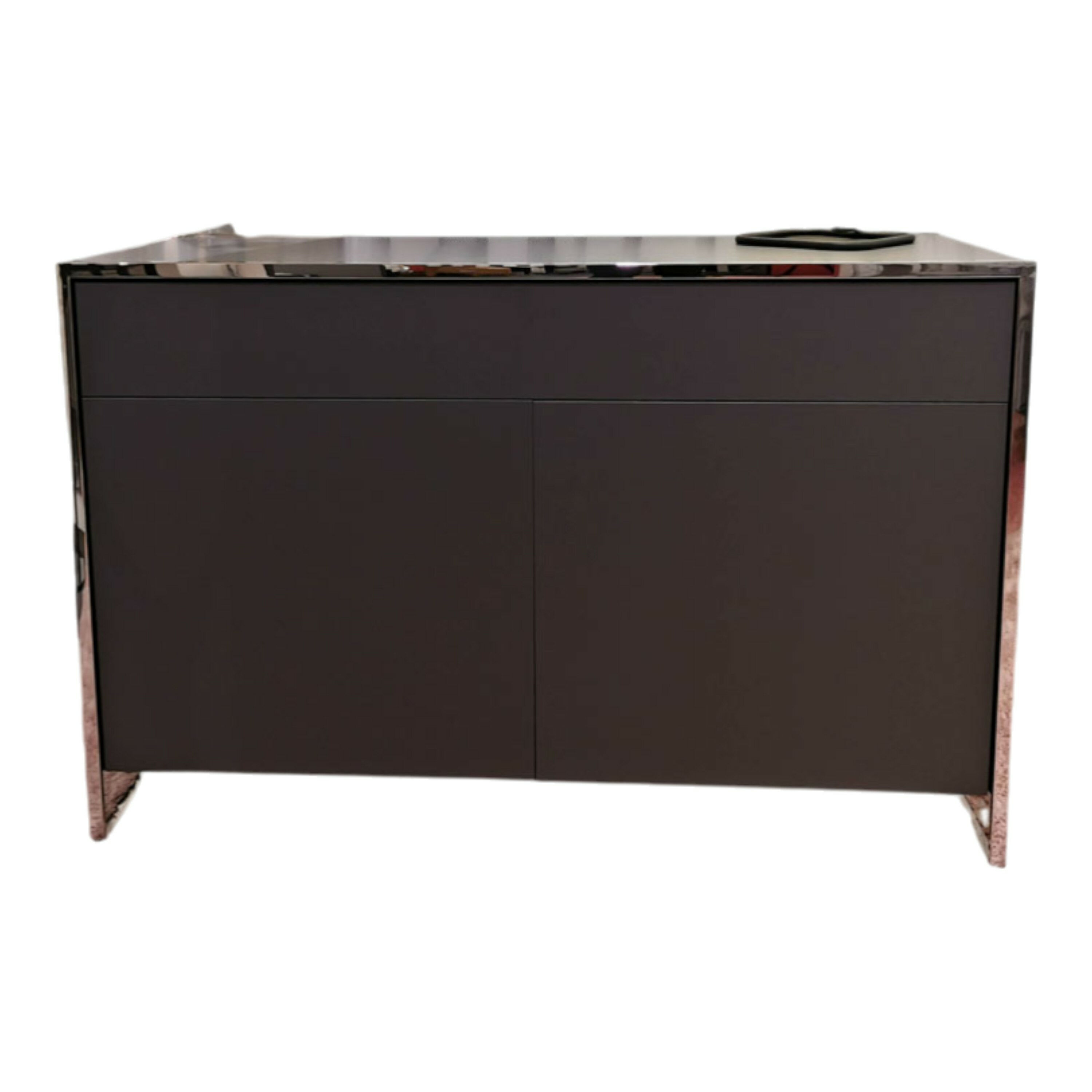 YOMEI - Kommode Smart Oberfläche Pantex Graphit Matt Gestell Edelstahl Poliert - 1