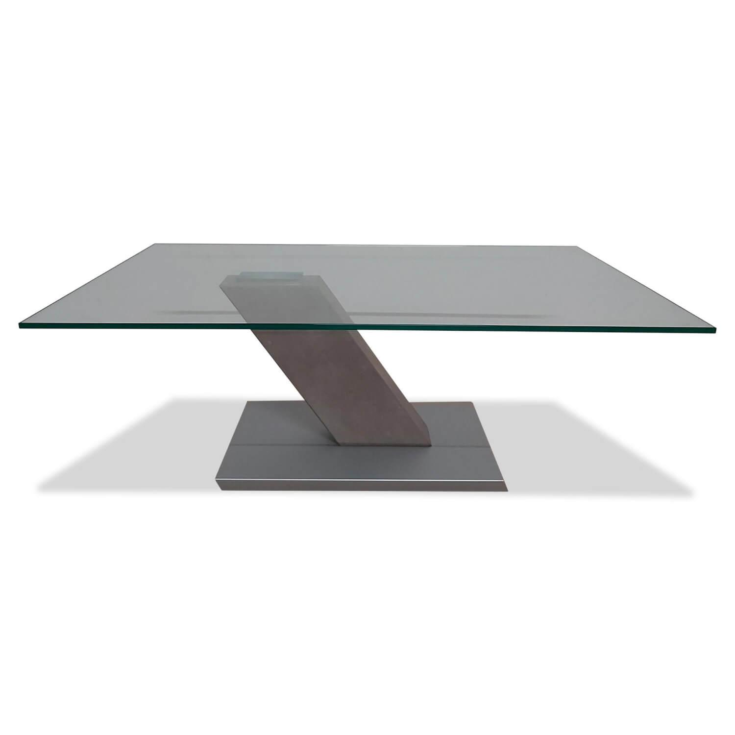 Stegert Design - Couchtisch Betonoptik Silber Kristallglasplatte - 1