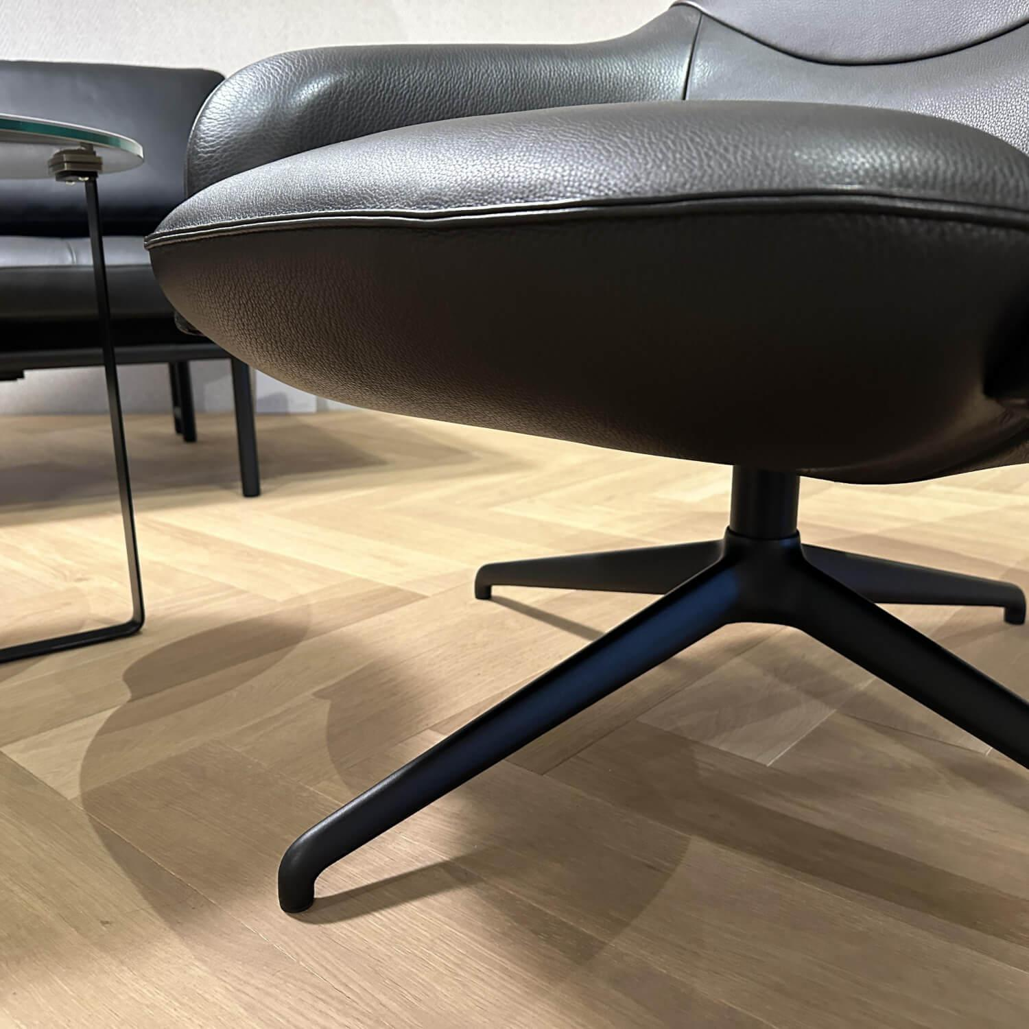 Leolux - Drehsessel Lanah Leder 20621 Negev 210 Nervio Schwarz Fuß Metall 450224 Epoxy Granite Schwarz - 2