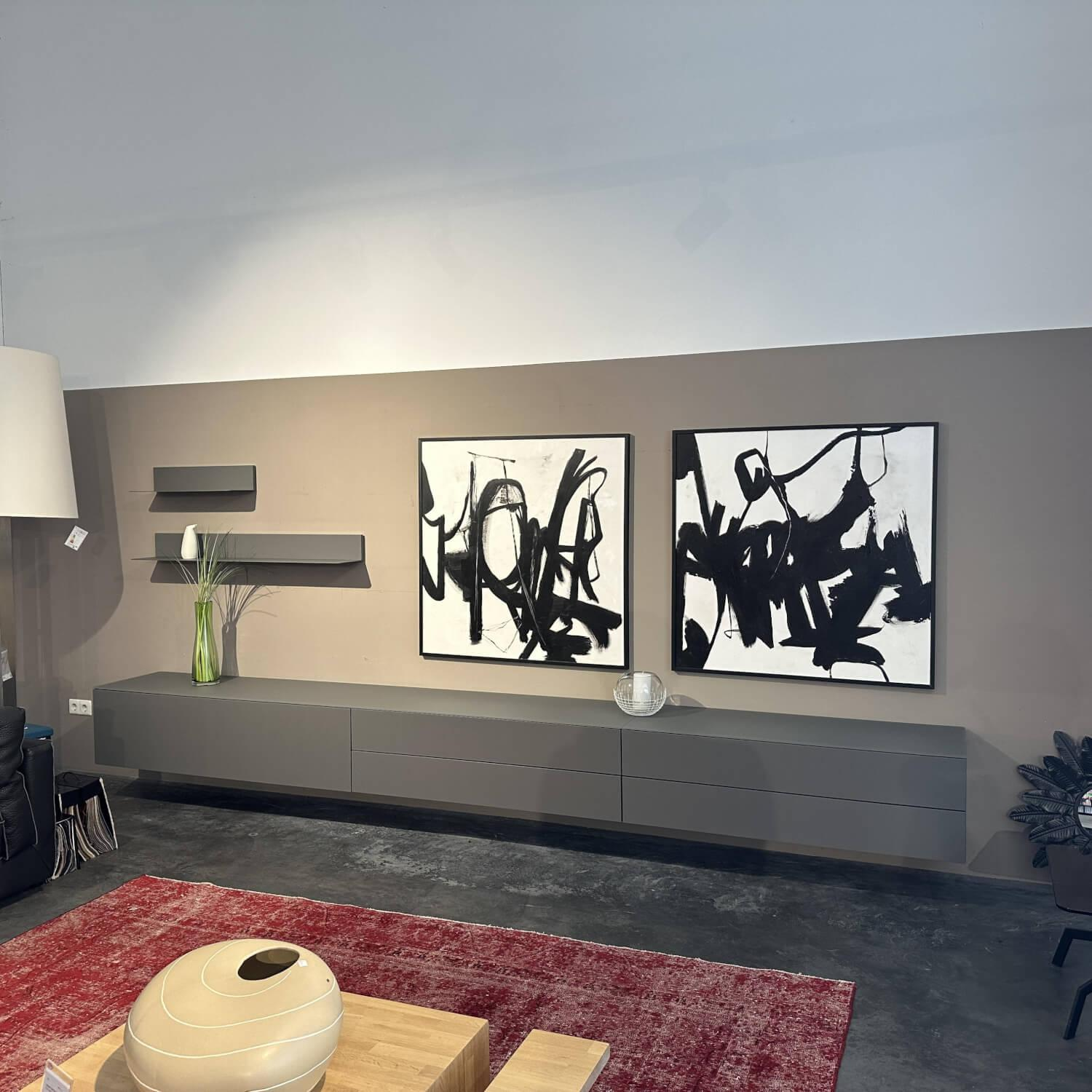 Contur - Sideboard 3900 Glattlack 411 Onyxgrau Abdeckplatte Glas Gefrostet Inklusive L Board Und Design Painting - 4