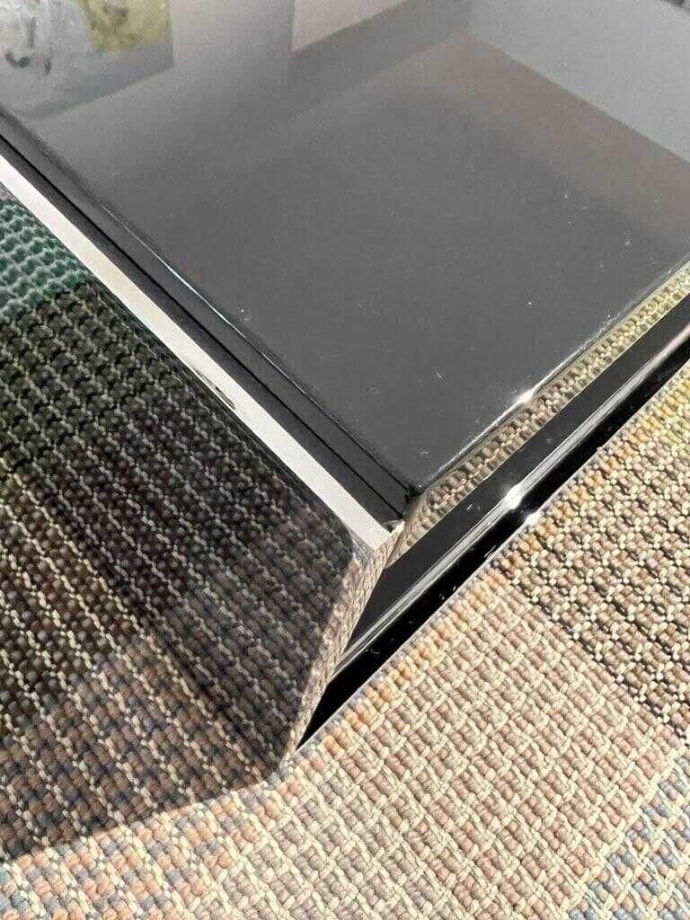 Couchtisch Surface Tischplatte Anthrazit Glänzend Gestell Glanzverchromt