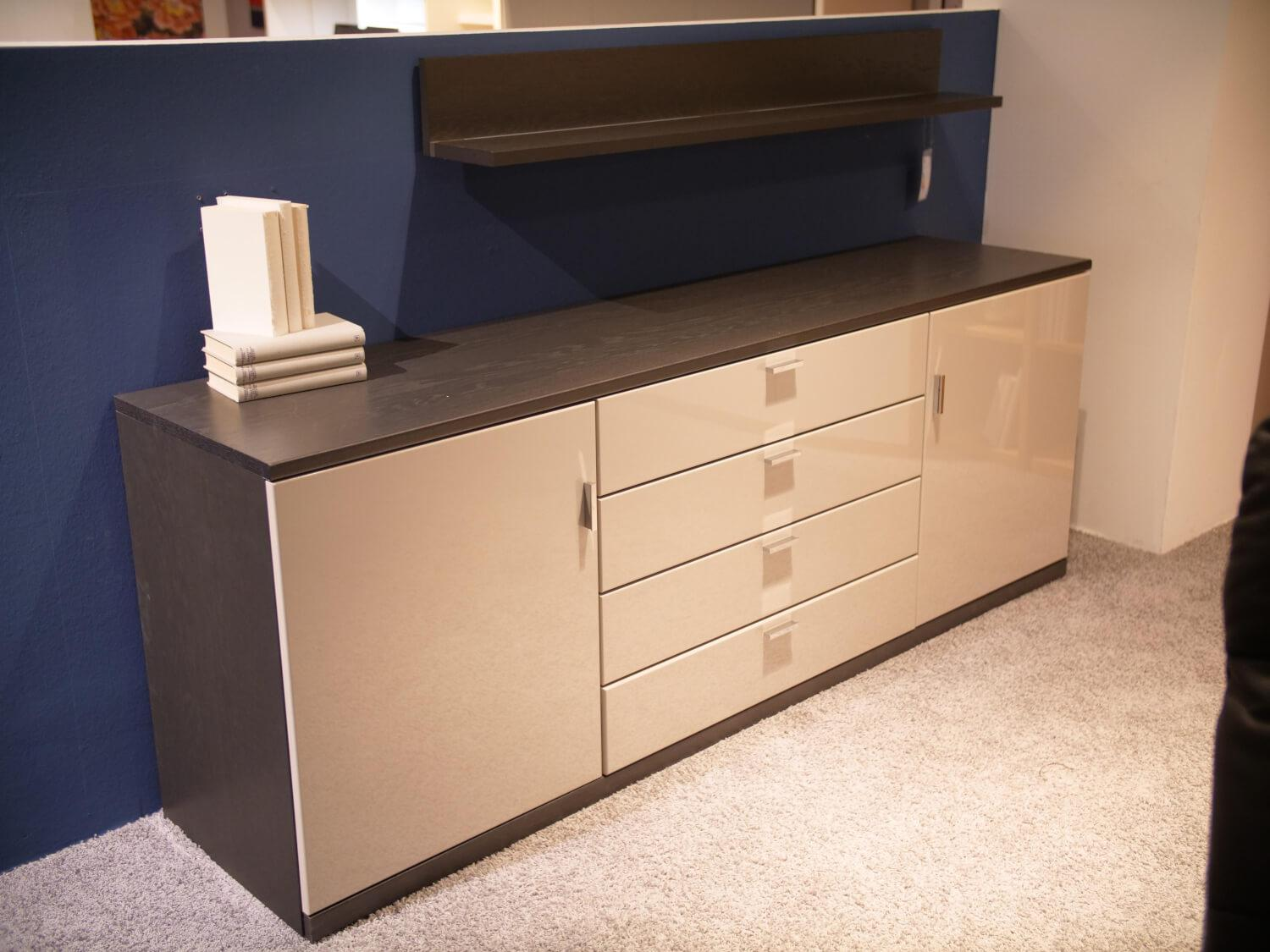 Musterring - Sideboard Kira-System 24040 R Mit Wandboard Korpus Eiche Furniert Farbton 2212 Graphit Front Lack Grau - 4