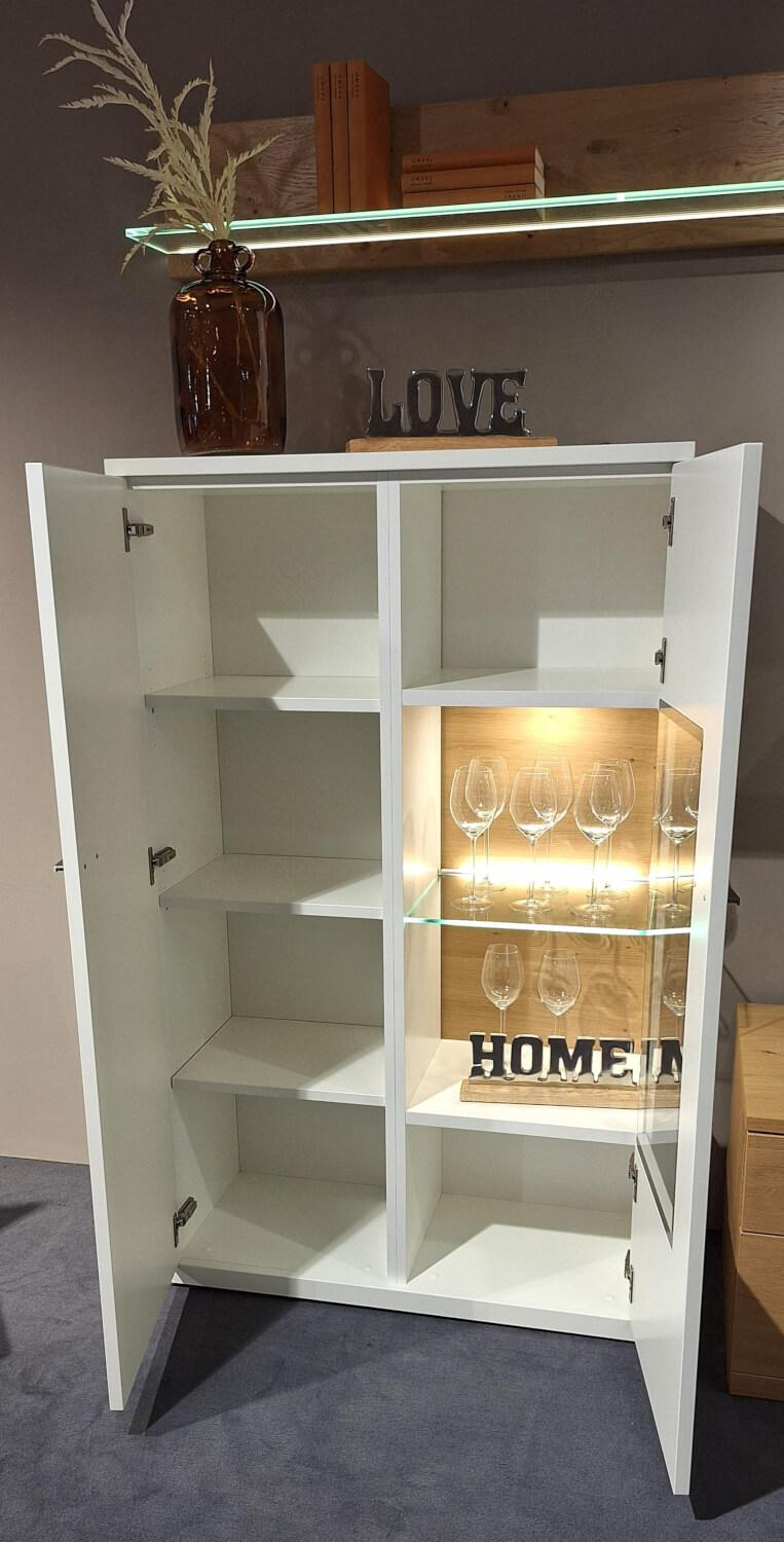 Rietberger Möbelwerke - Wohnwand Lodano Lack Weiß Matt Asteiche Furniert - 10