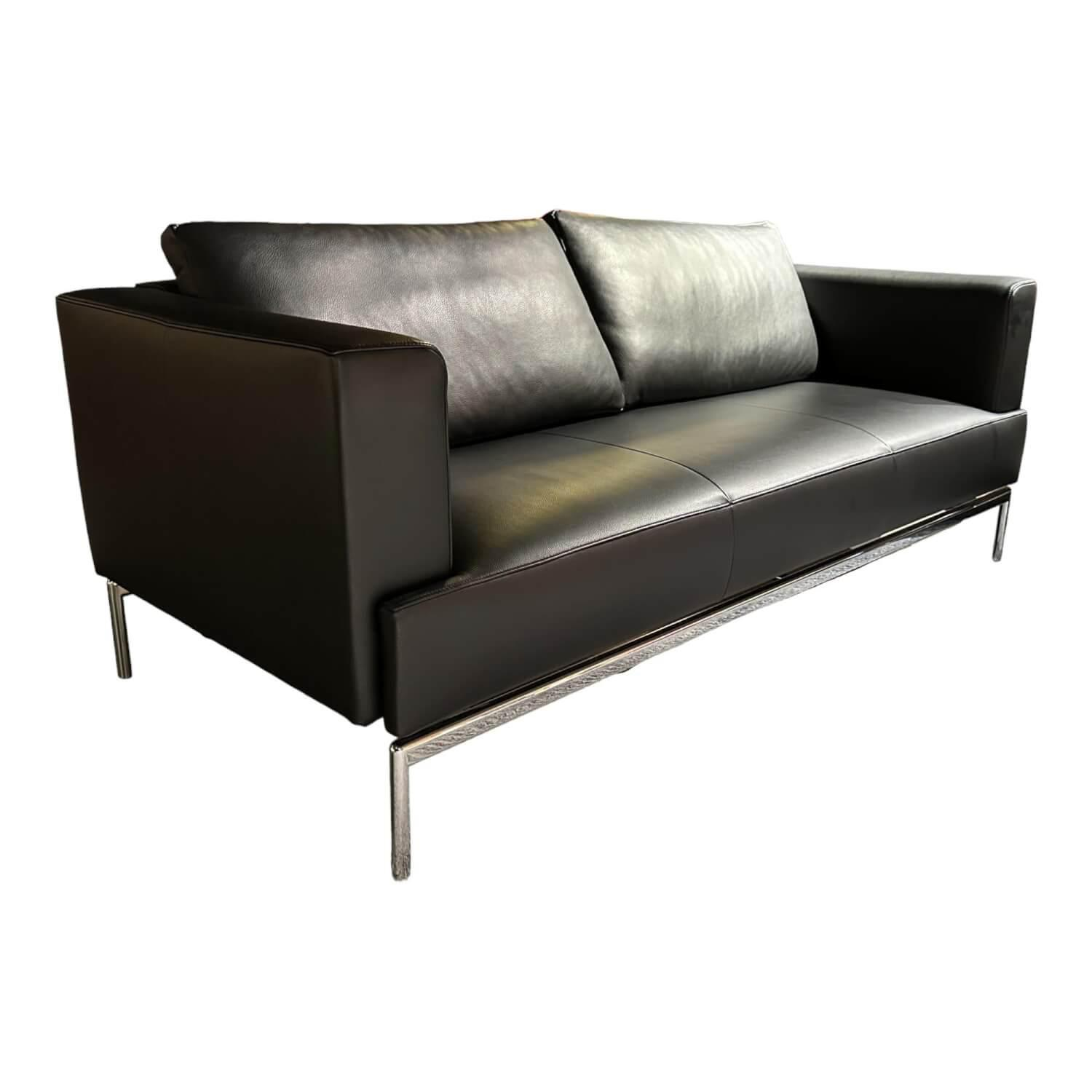 De Sede - Sofa Easy Leder A99 Schwarz Untergestell Hochglanz Verchromt - 1
