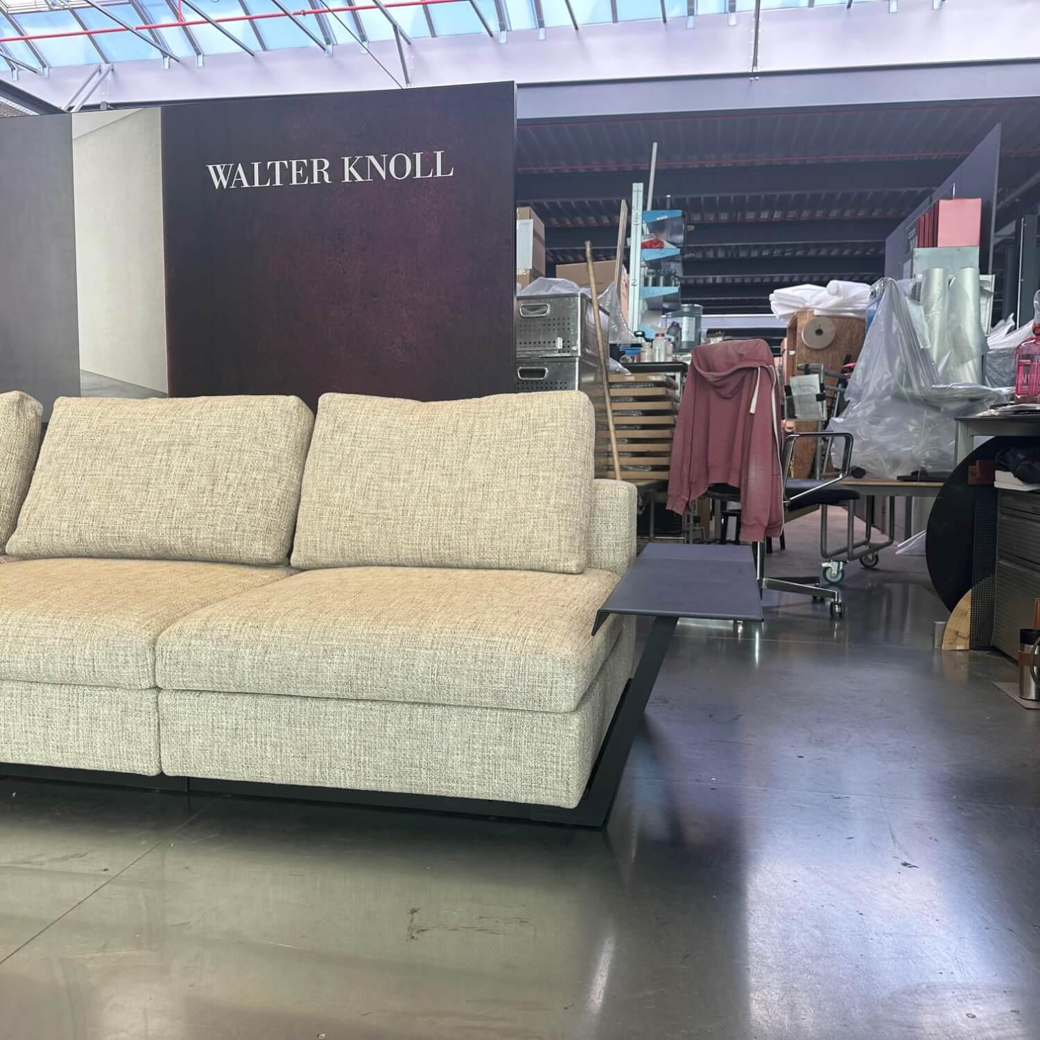 Walter Knoll - Ecksofa Living Landscape 755 Stoff Sorel 7871 Smoke Quartz Grau Beige Sockel Buche Schwarz Lackiert Mit Tischelement - 8