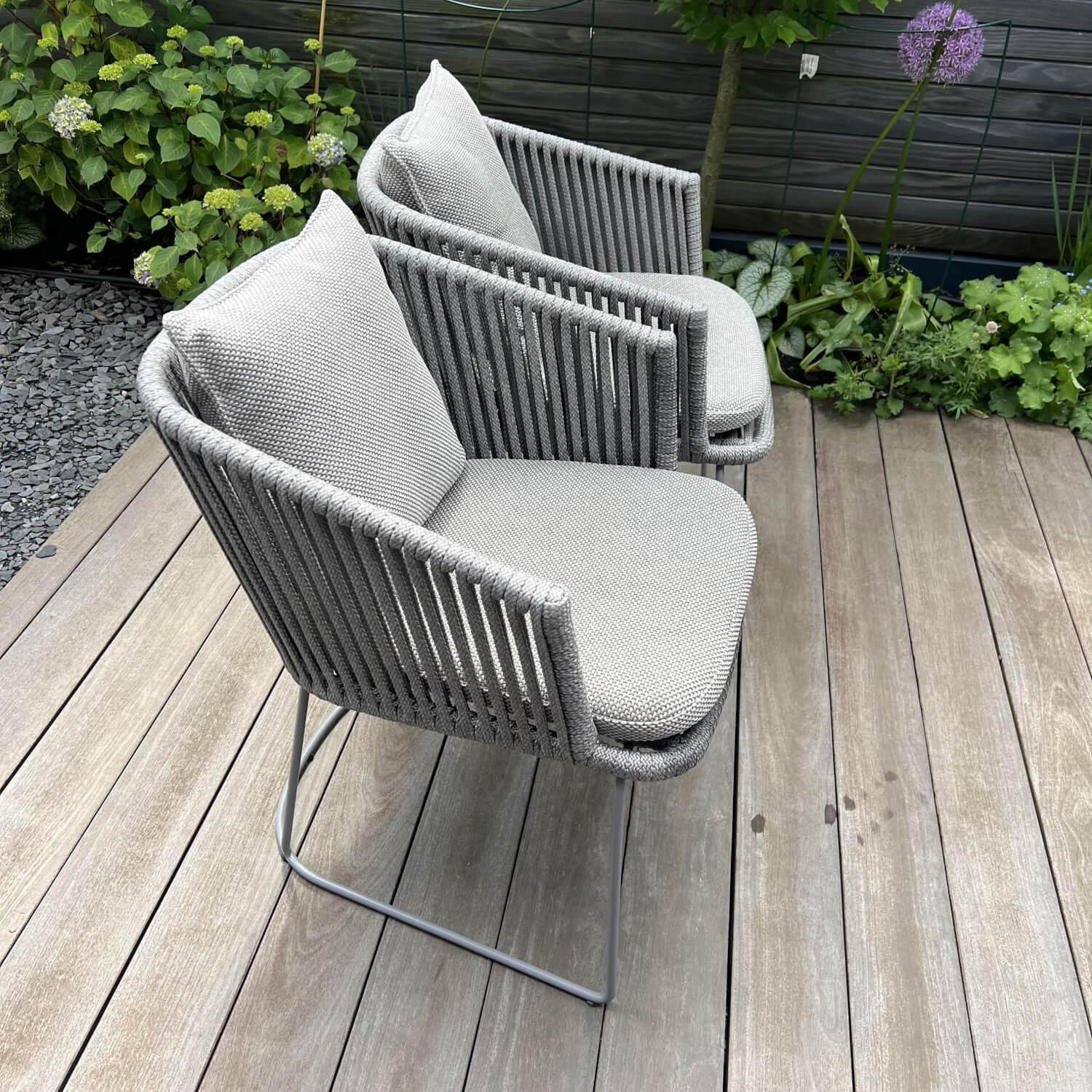 Cane Line - 2er-Set Kufenstuhl Moments Soft Rope Focus Light Grey Grau Gestell Aluminium Grau - 3