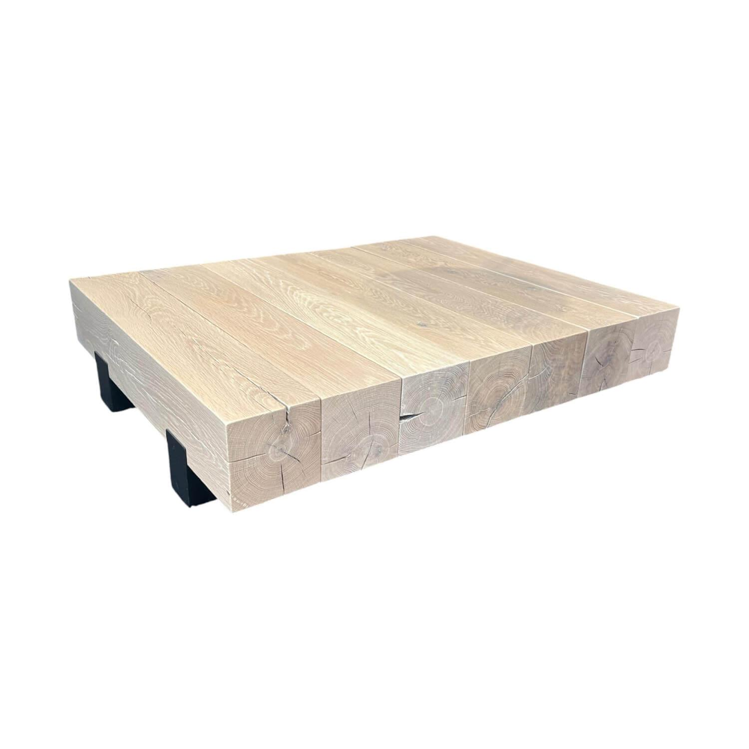 Van Rossum - Beistelltisch Beam Platte Eiche Hirnholz White Pepper Gestell Metall Schwarz - 1