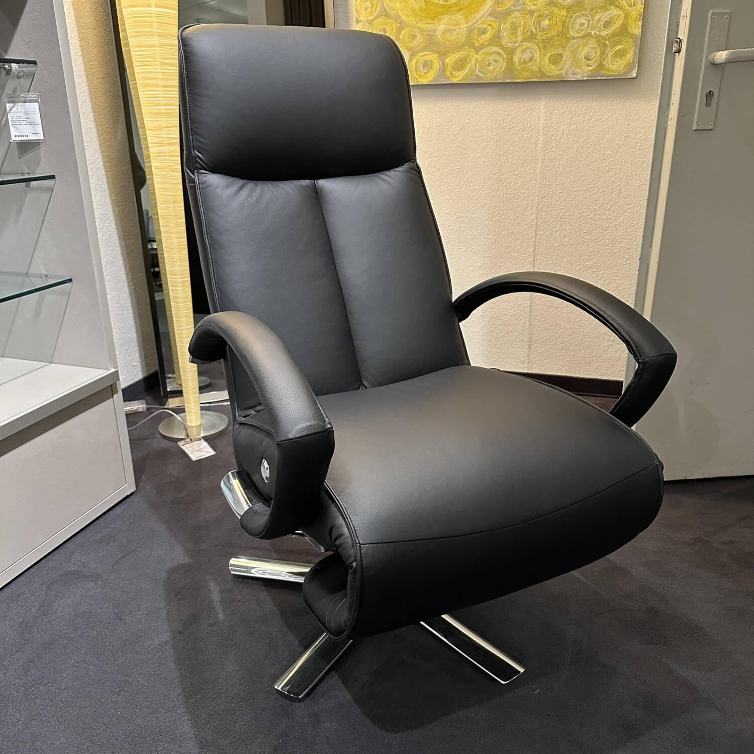 Strässle - Relaxsessel Achime Bezug Leder Oregno Schwarz 5-Sternfuß Aluminium Mechanisch Verstellbar - 2
