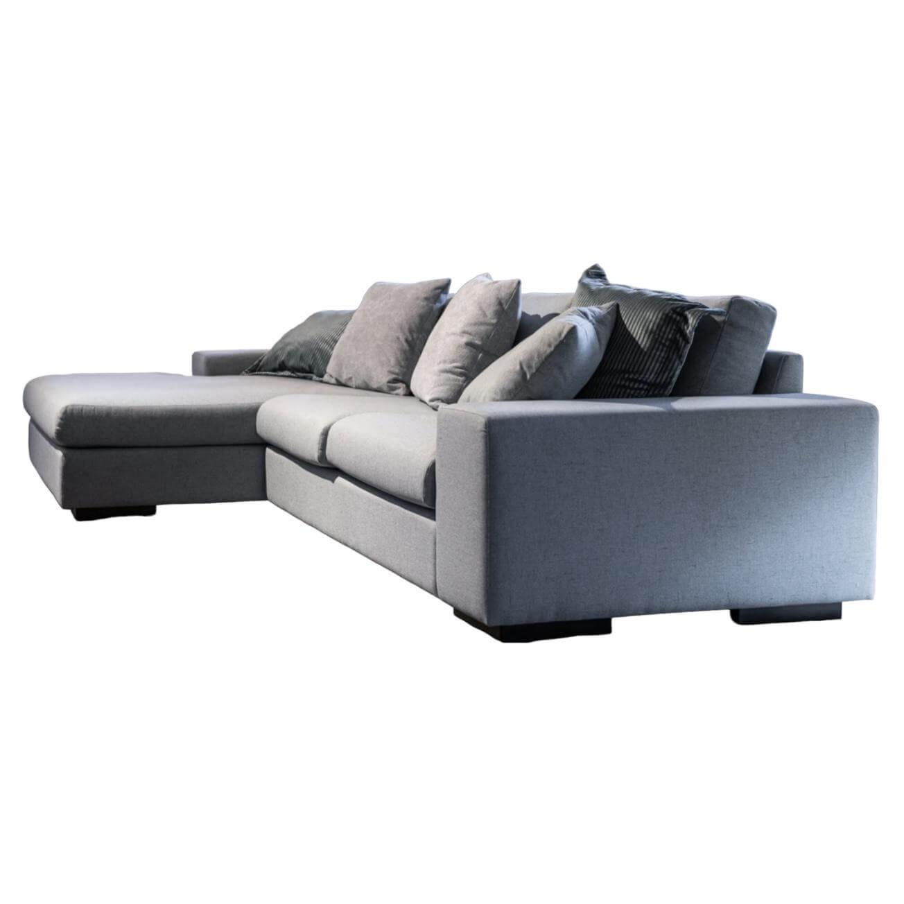Sofa mit Longchair in Stoff Linea 11 Acqua Blau Grau
