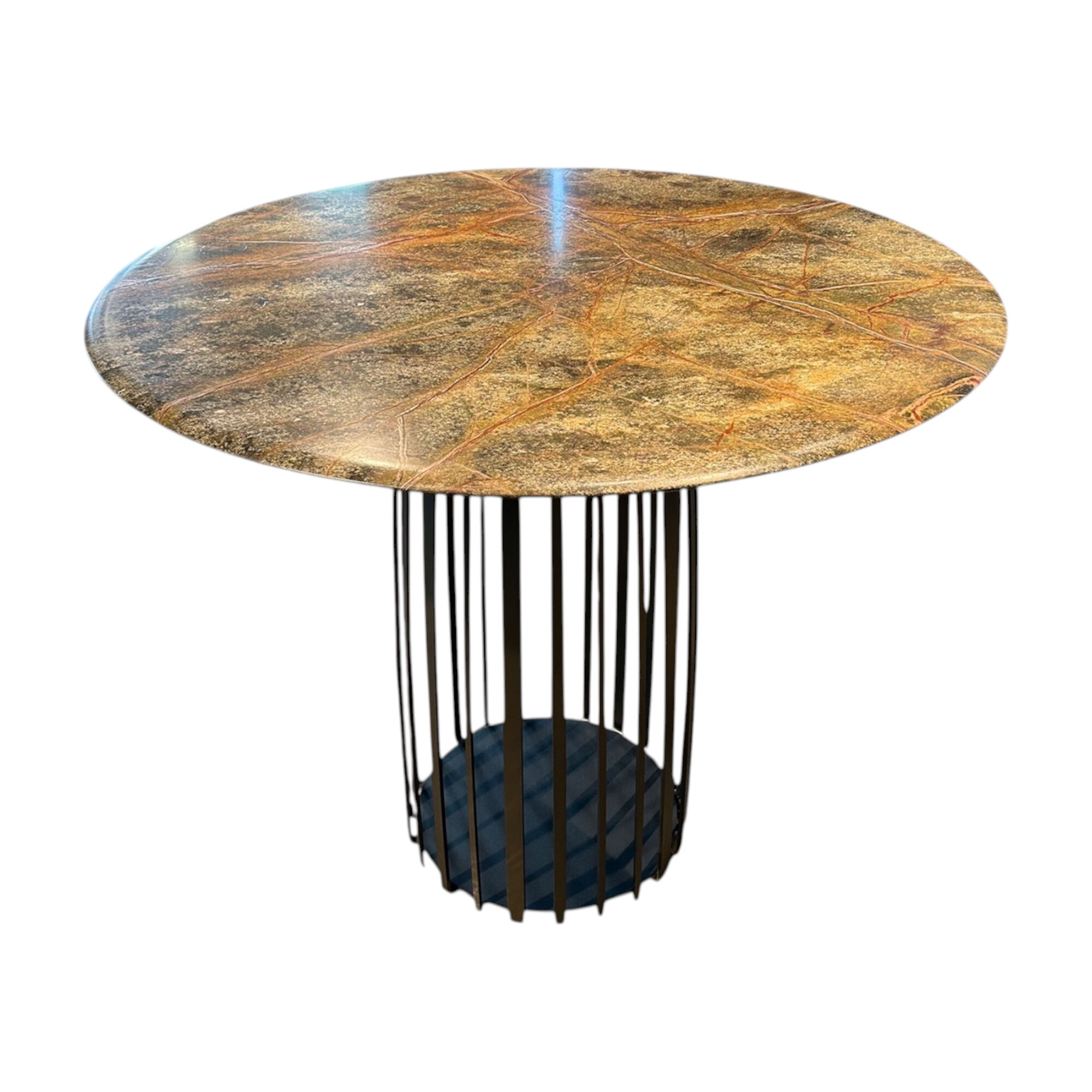 Janua - Hochtisch BC 07 Basket Steinplatte Rainforest Green Grün Braun Grau Mit Kieselkante Gestell Stahllasur Bronze - 1