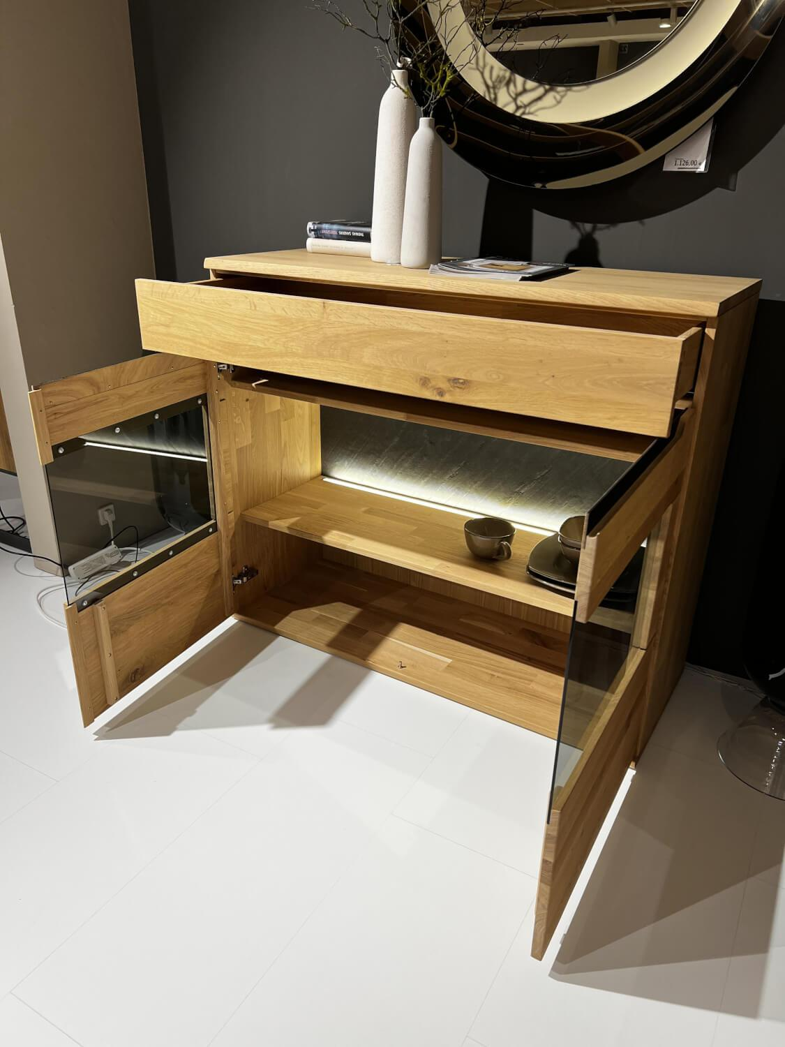 Decker - Sideboard Ameno Wildeiche Massiv Bianco Geölt Inklusive LED Beleuchtung - 3