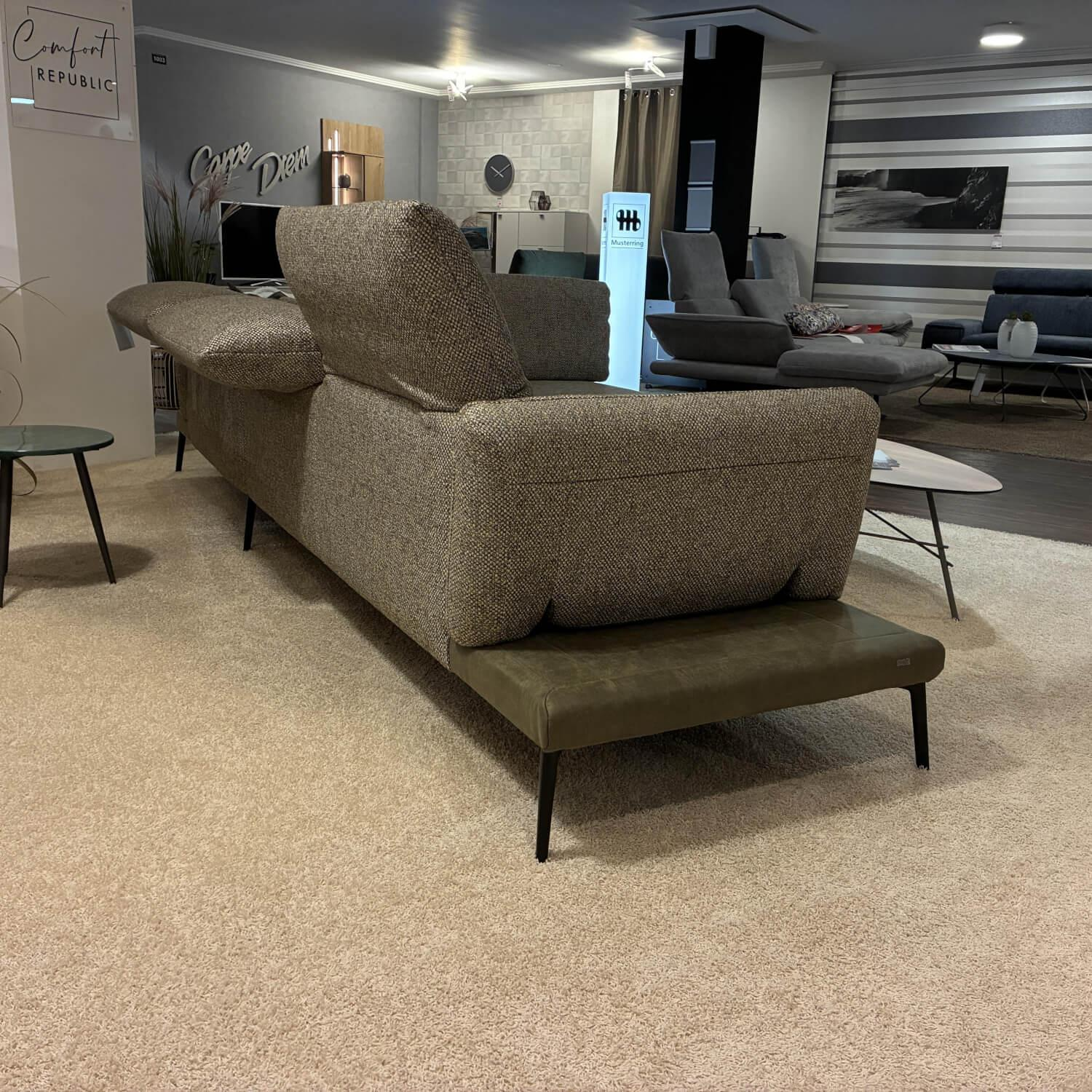 Comfort Republic - Ecksofa Elena Stoff AL Jazz Lime 400 Grau Grün Metallfüße Rund Schwarz Mit Klappbaren Armlehnen Inklusive Kissen - 2