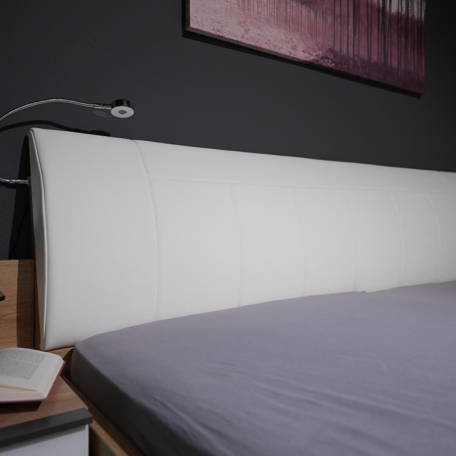 Schlafzimmer Loft Nachbildung Eiche Bianco Kunstleder Weiß Ohne Matratze Und Lattenrost