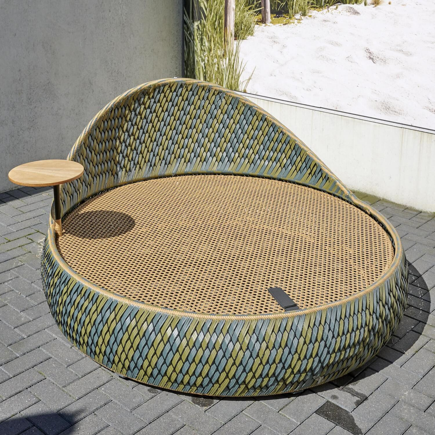 DEDON - Sofainsel / Daybed Dala Bezug Stoff Twist Dark Turquoise Geflecht Dedon-Faser Ubud - 3