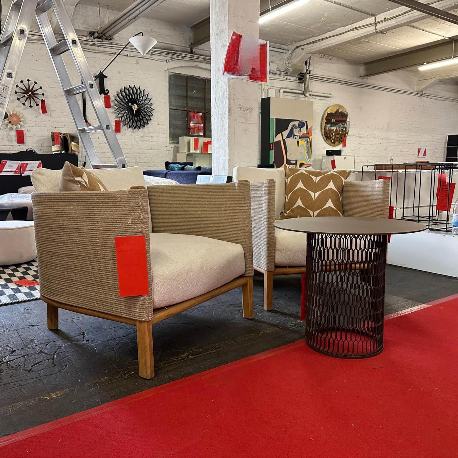 Kettal - 2er Set Clubsessel Giro Teak Natur Inklusive Beistelltisch - 2