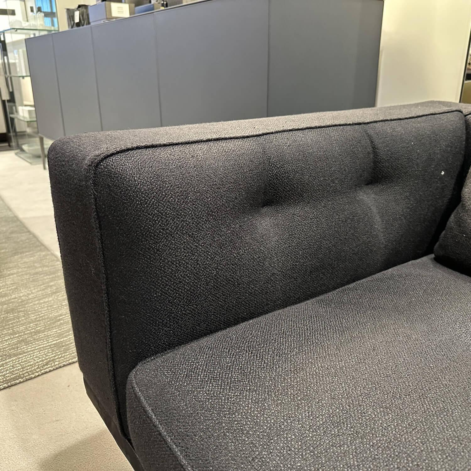 Minotti - Ecksofa Dylan Stoff Ginza 09 Nero Schwarz Basis Leder Nabuk 33 nero Schwarz Kufen Aluminium Zinnfarben Lackiert - 6