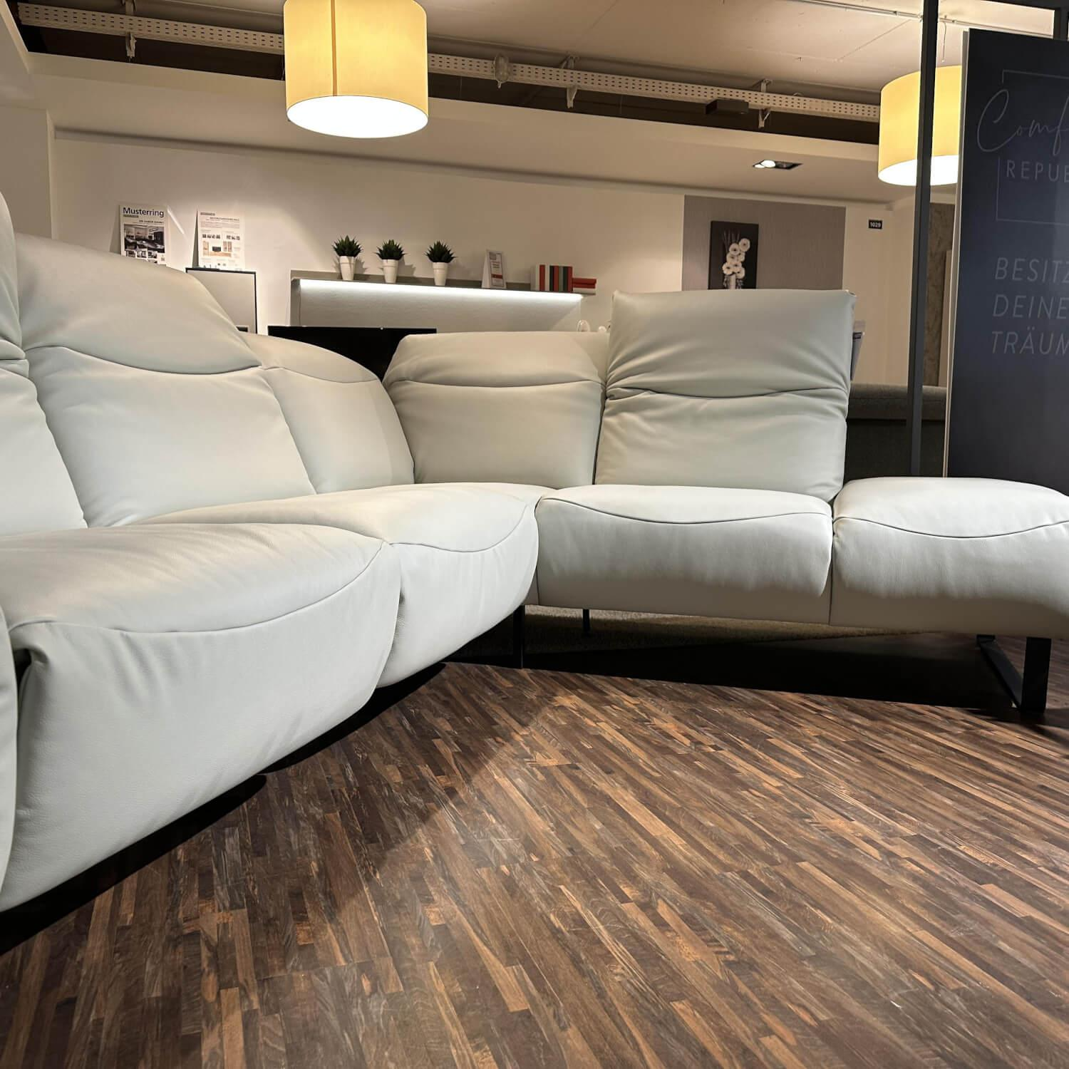 DFM - Ecksofa CR Victoria Leder WM Light Grey Fuß MR2 Schwarz - 7