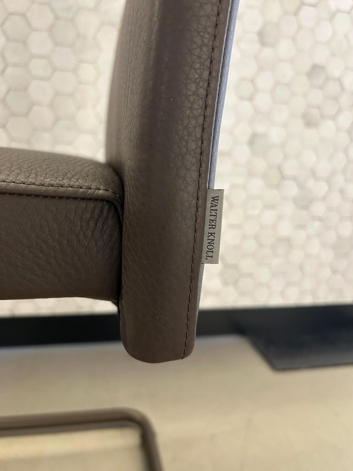 Walter Knoll - 6er Set Freischwinger Jason Lite 1900 Leder Safari 1376 Mocca Braun Gestell Bronze Schwarz Pulverbeschichtet - 6