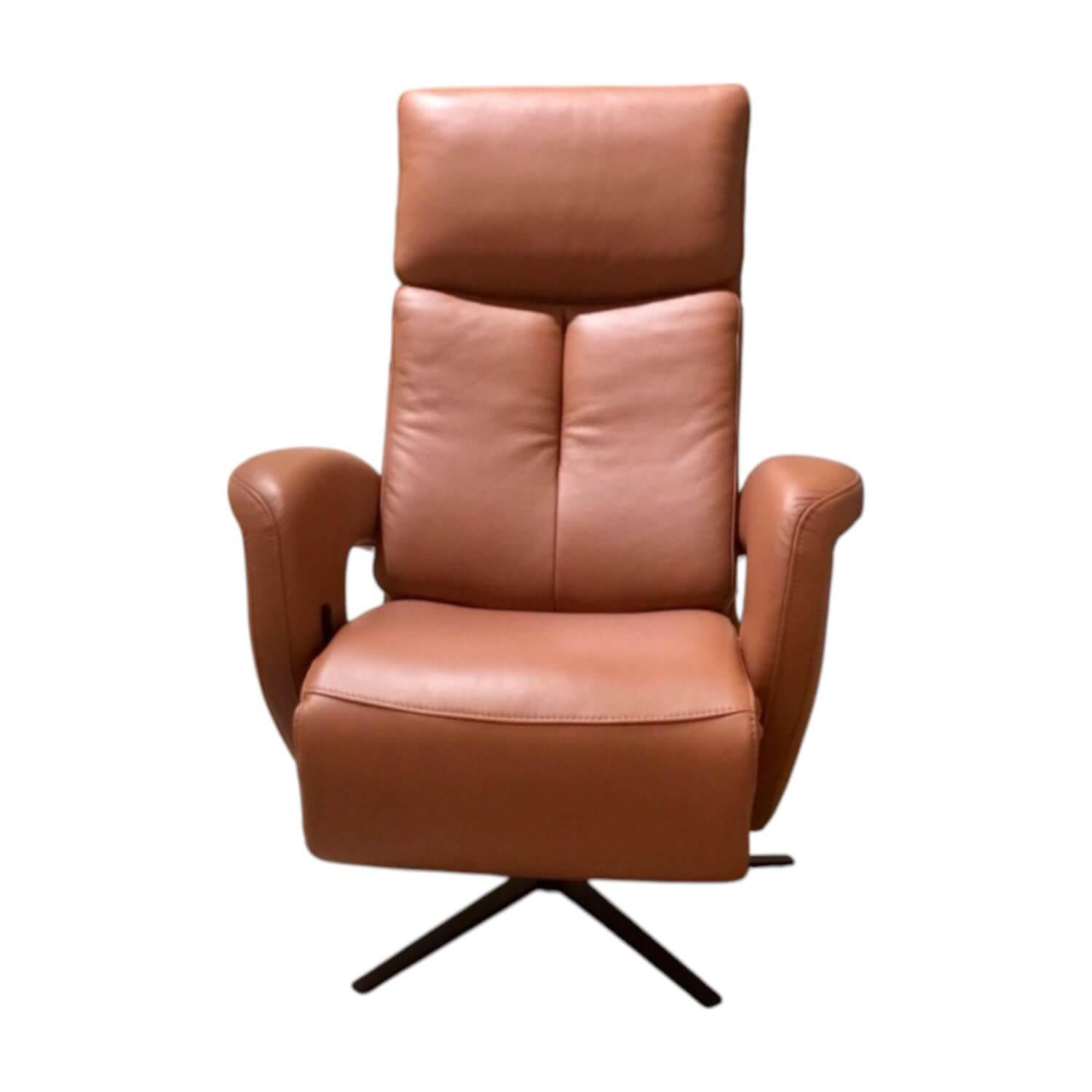 Global - Relaxsessel Comfort Sitz Konzept 4 Leder Credo Brandy Braun Sternfuß Metall Schwarz Pulverbeschichtet - 1