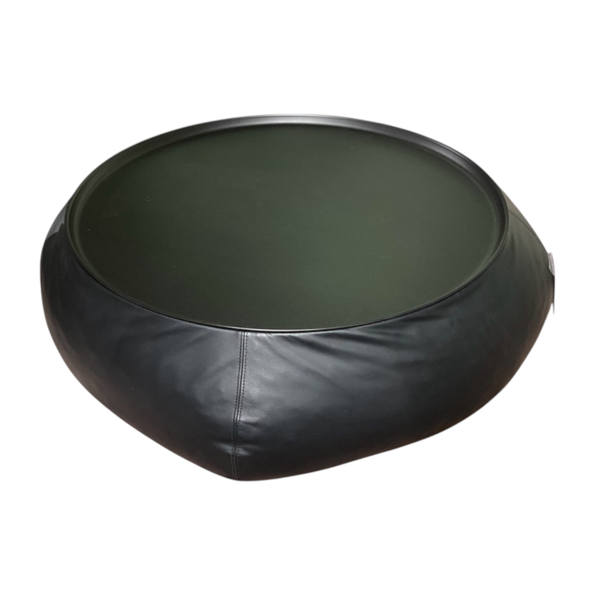 B&B Italia - Beistelltisch Lady Fat Leder Beta Nero Schwarz Platte Stahl Schwarz Lackiert - 1