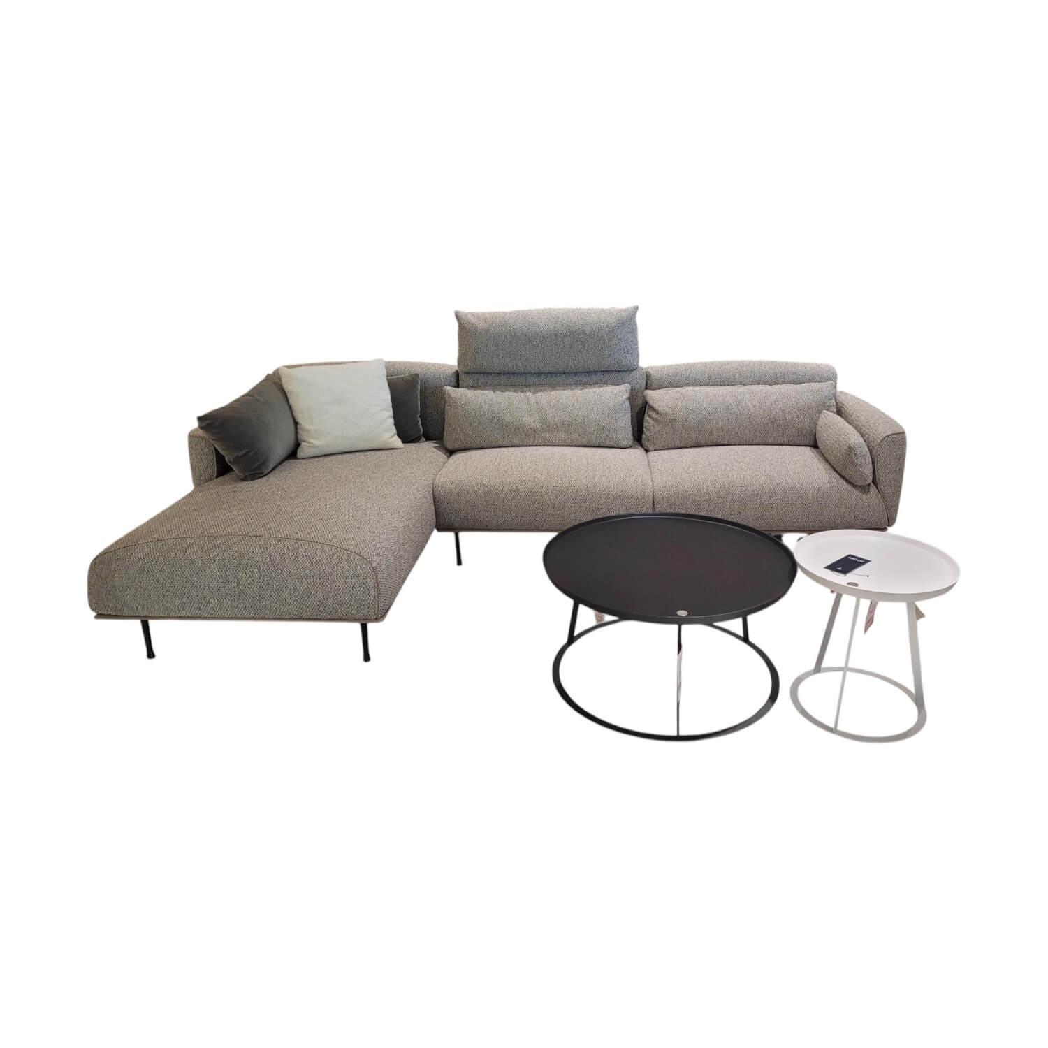 Jori - Ecksofa Eden JR 1800 Stoff Thuile C0003 Grau Füße Metall Bronze Matt Mit Verstellbaren Armlehnen - 1