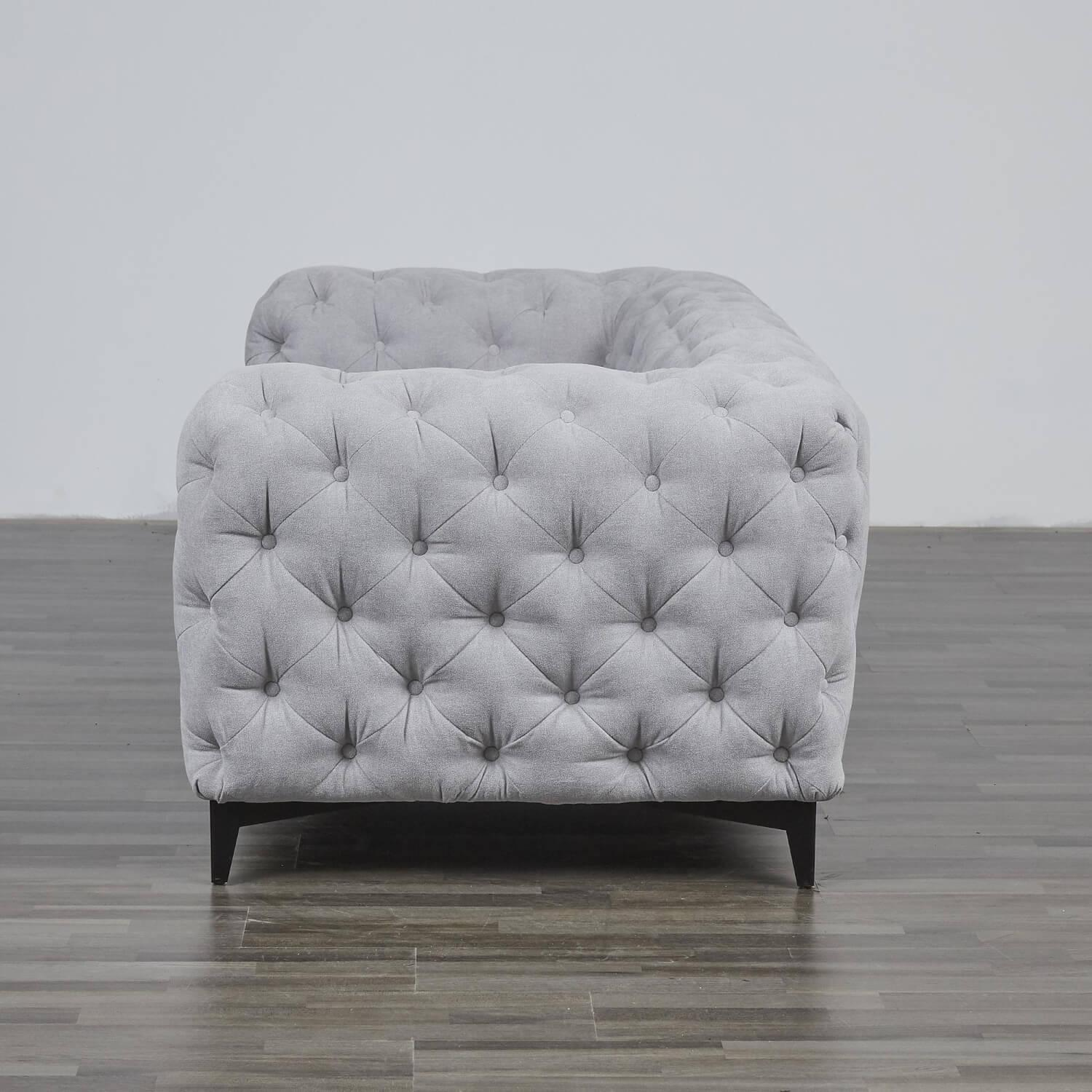 Max Winzer - Sofa Chesterfield Stoff Hellgrau Gestell Schwarz - 2