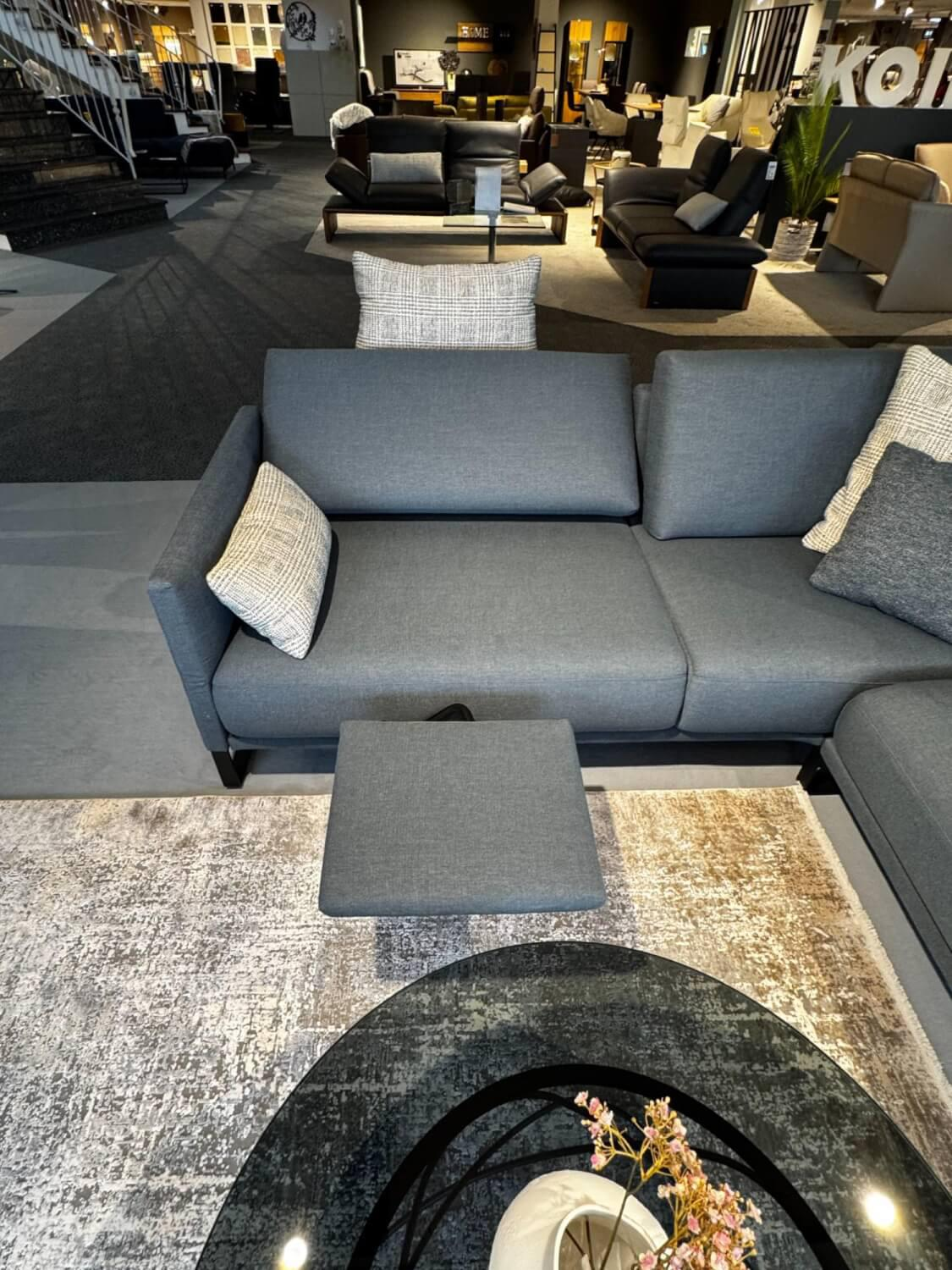 Rolf Benz - Ecksofa Cara Stoff 14 167 Azurblau Blau Grau Füße Schwarz Inklusive Kopfstützbügel Und Kissen - 5