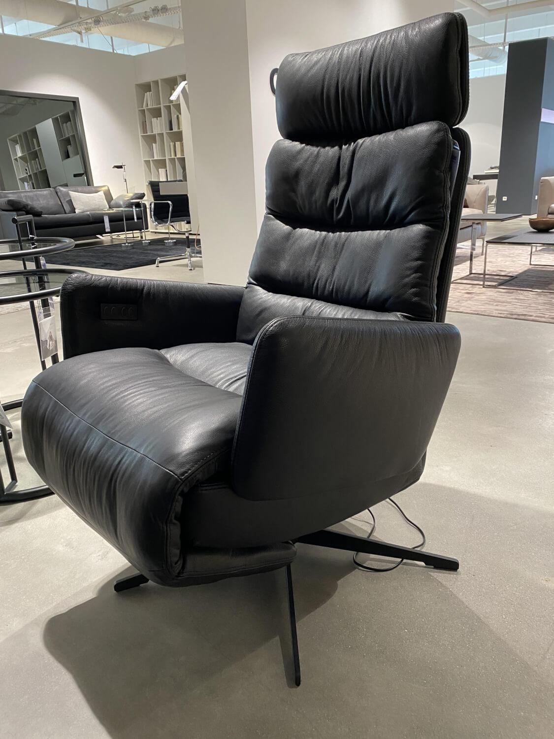 KFF - Sessel Arva E Lounge Leder Sauvage 8105 Schwarz 5 Stern Gestell Metall Schwarz M01 Mit Elektrischen Verstellungen - 2