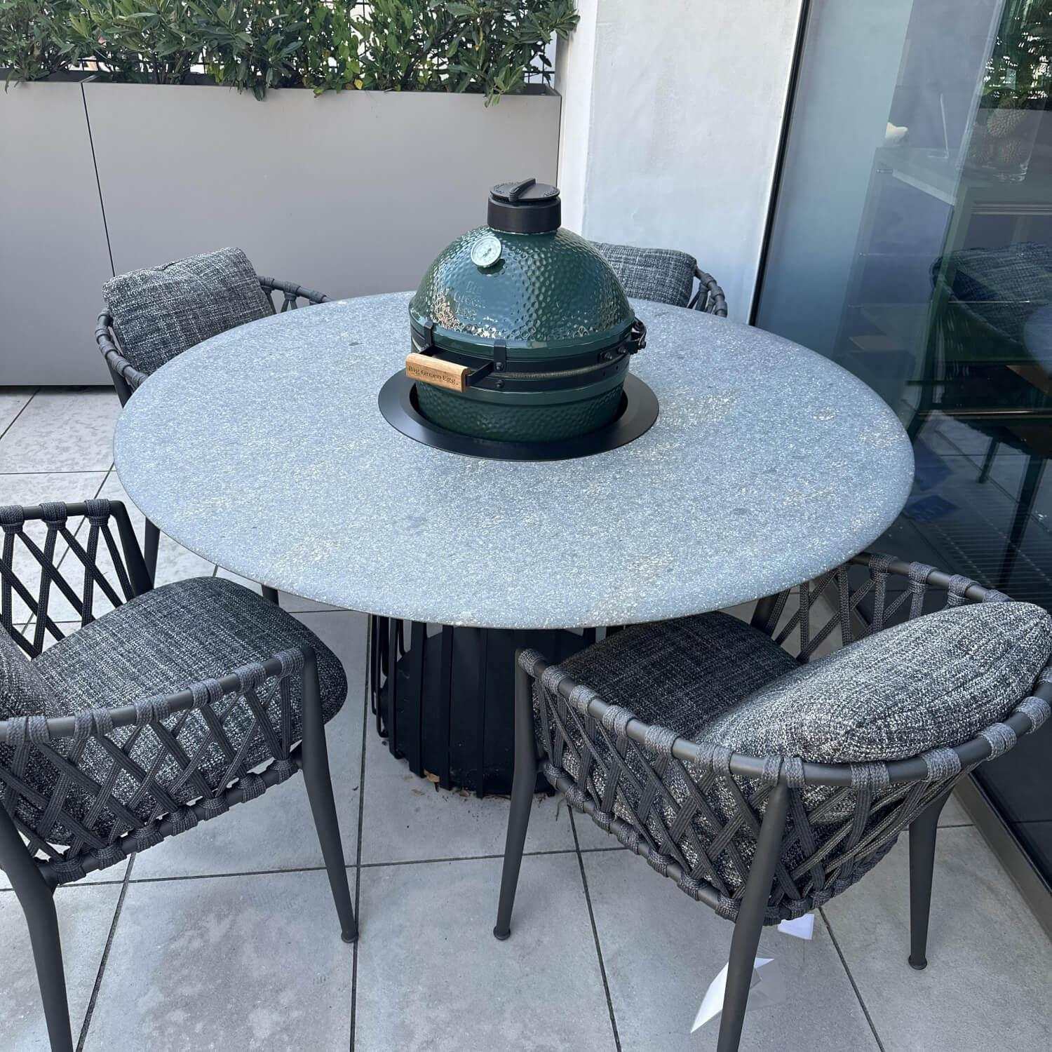 B&B Italia - Sitzgruppe Tisch Basket BC07 Porfido Verde Schwarz Grau Schwarz Stuhl Erica Geflecht Anthrazit Gestell Anthrazit Mit Grilltisch Bundle - 6