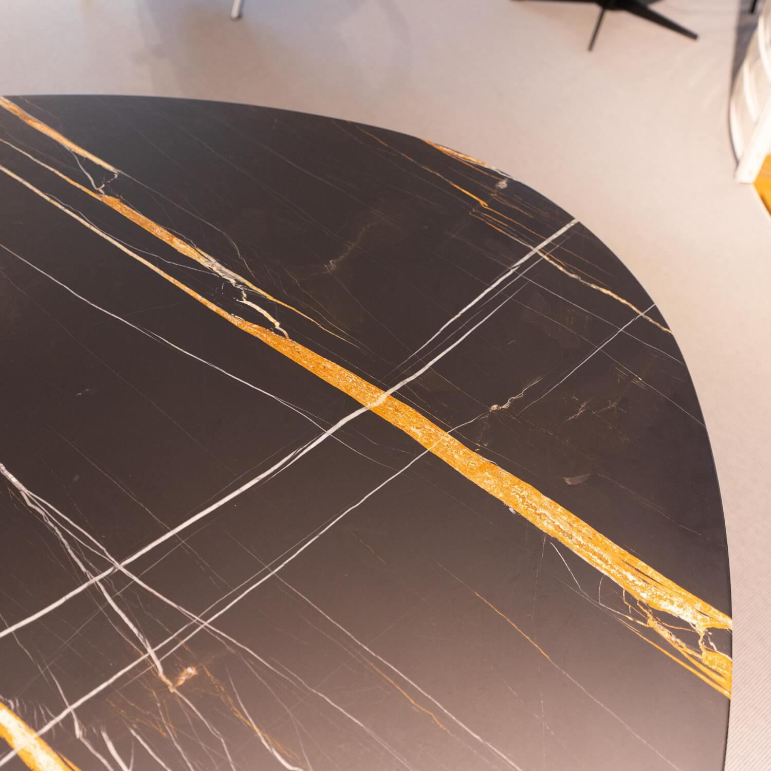 Draenert - Esstisch 1540 Trilope Wankelform Platt Stein Dolomite Gold Kat. 4b Füße Eiche Massiv - 3