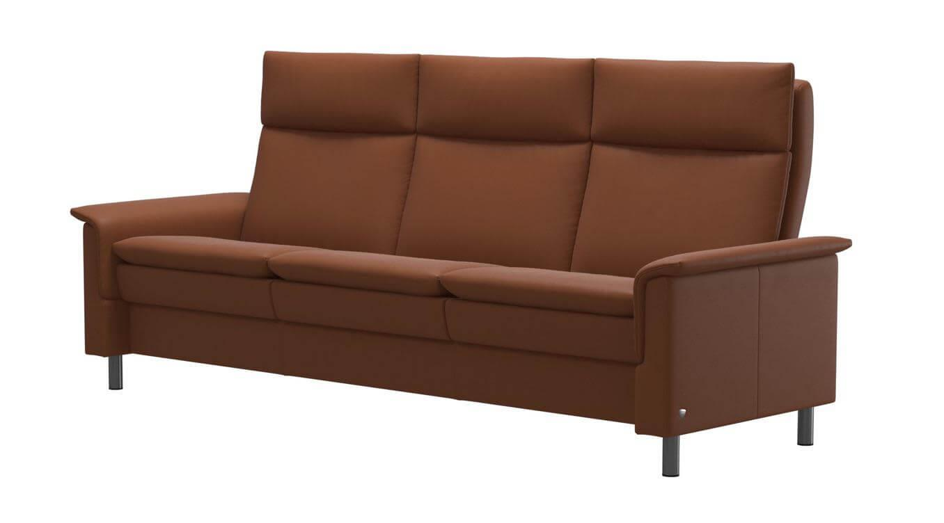 Stressless - Sofa Aurora Hoch L 3-Sitzer Leder Paloma 094 40 New Cognac Braun Stahlbein 88 Rund 11 - 5